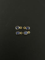 Blue Sapphire 18K Gold Filled Bezel 5x4 mm, Single Connector