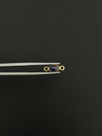 Blue Sapphire 18K Gold Filled Bezel 6x4 mm, Double Connector