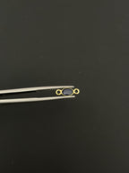Blue Sapphire 18K Gold Filled Bezel 6x4 mm, Double Connector