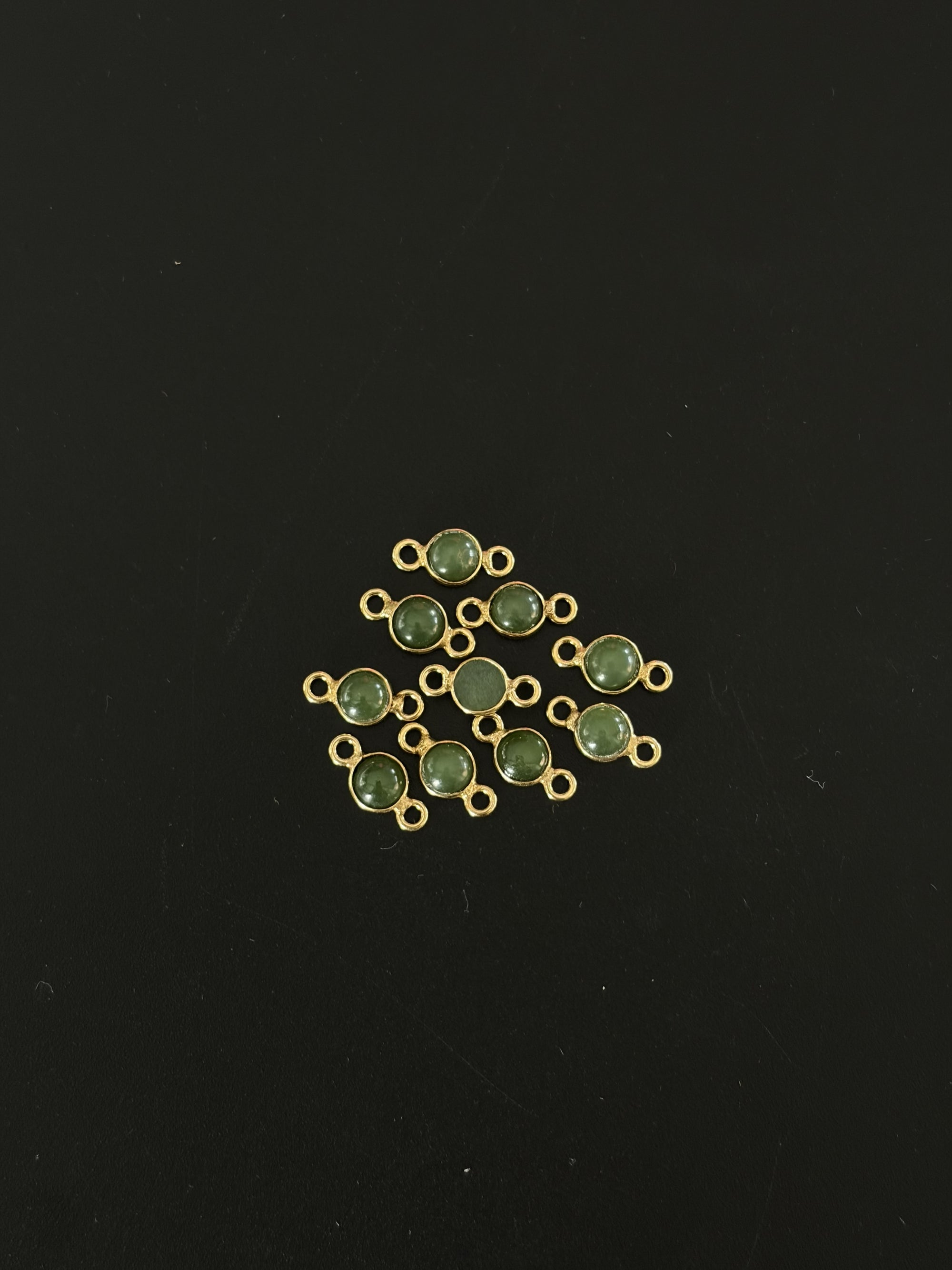 Jade 18K Gold Filled Bezel 5 mm, Double Connector
