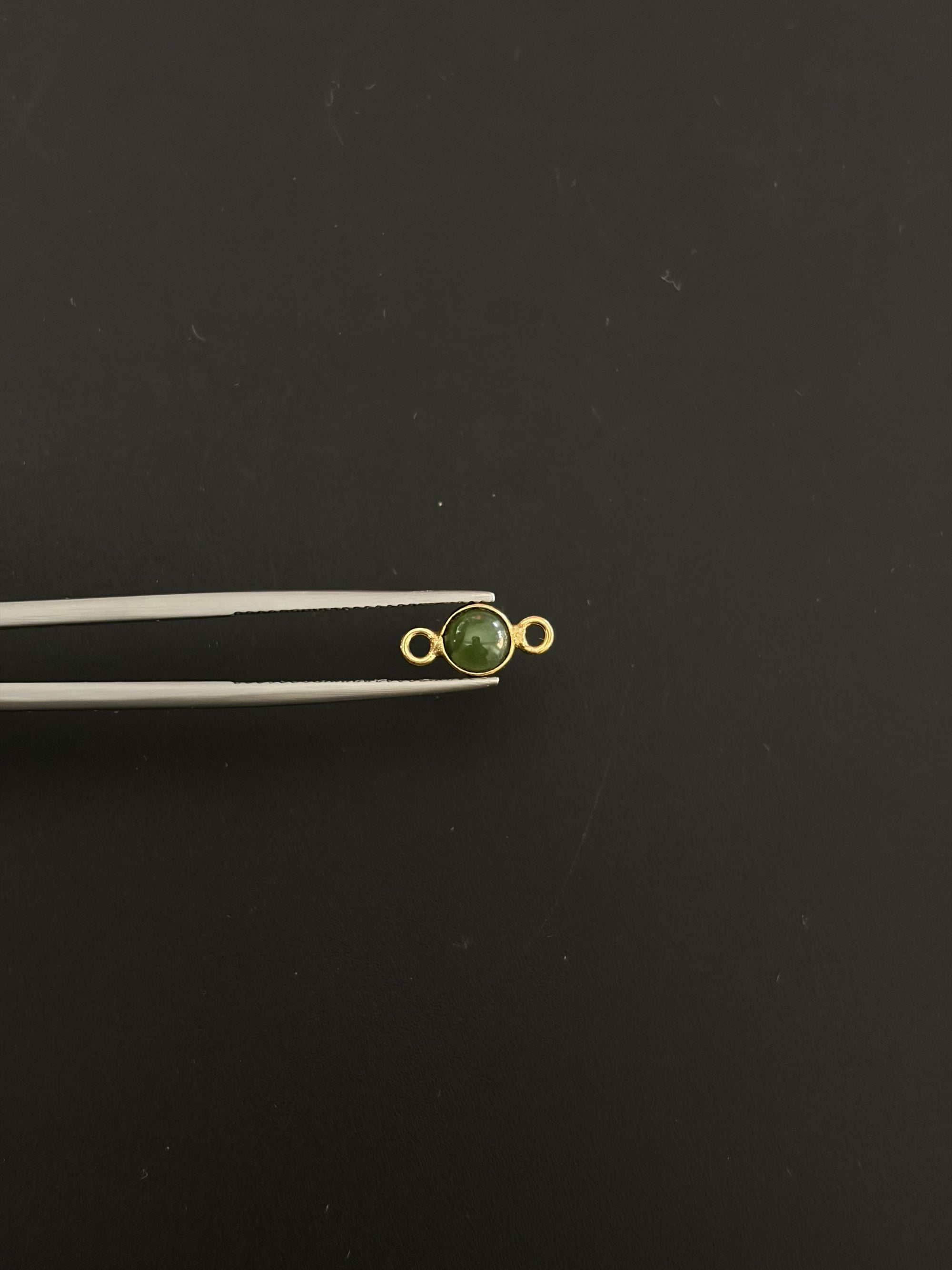 Jade 18K Gold Filled Bezel 5 mm, Double Connector