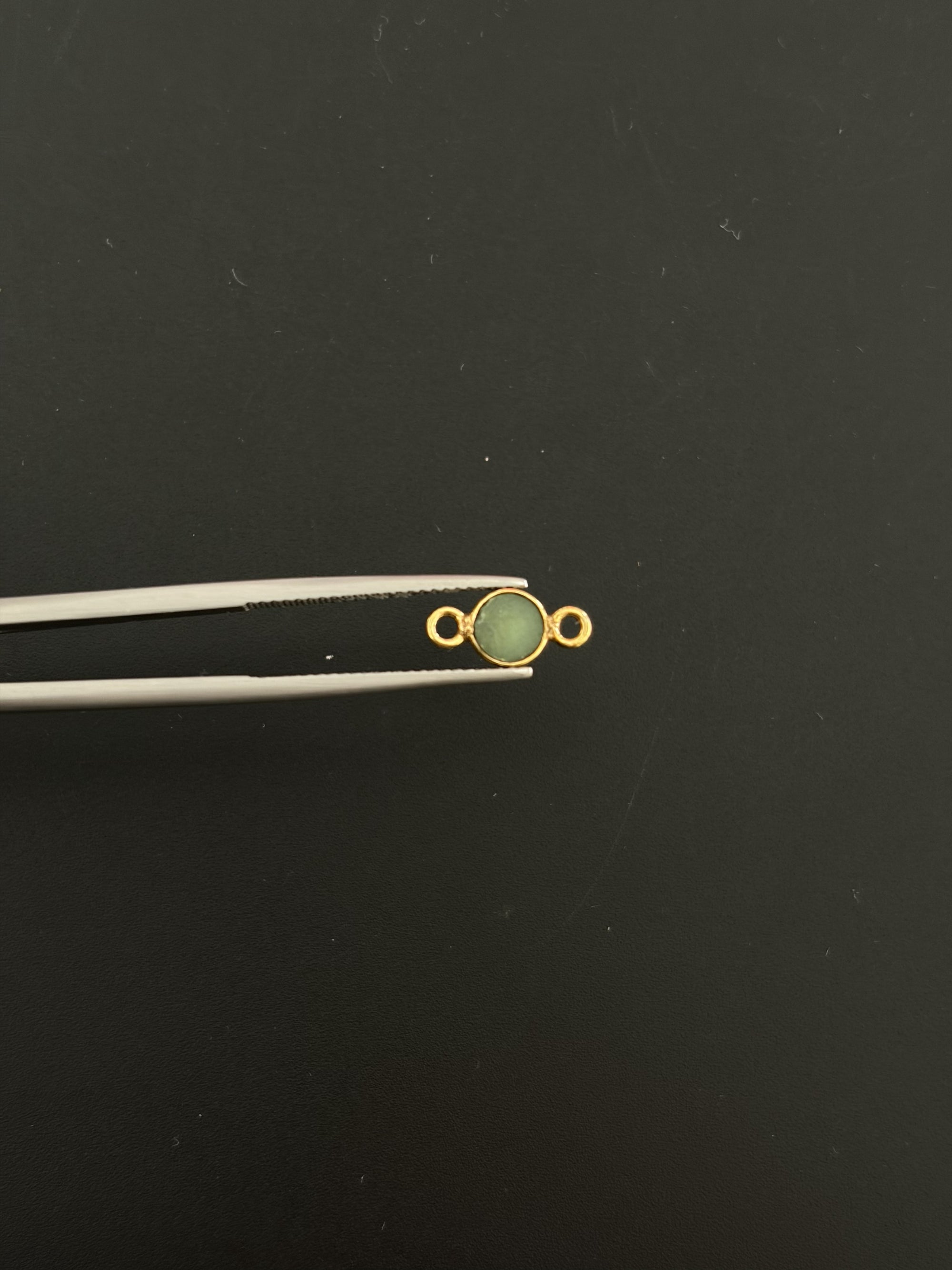 Jade 18K Gold Filled Bezel 5 mm, Double Connector
