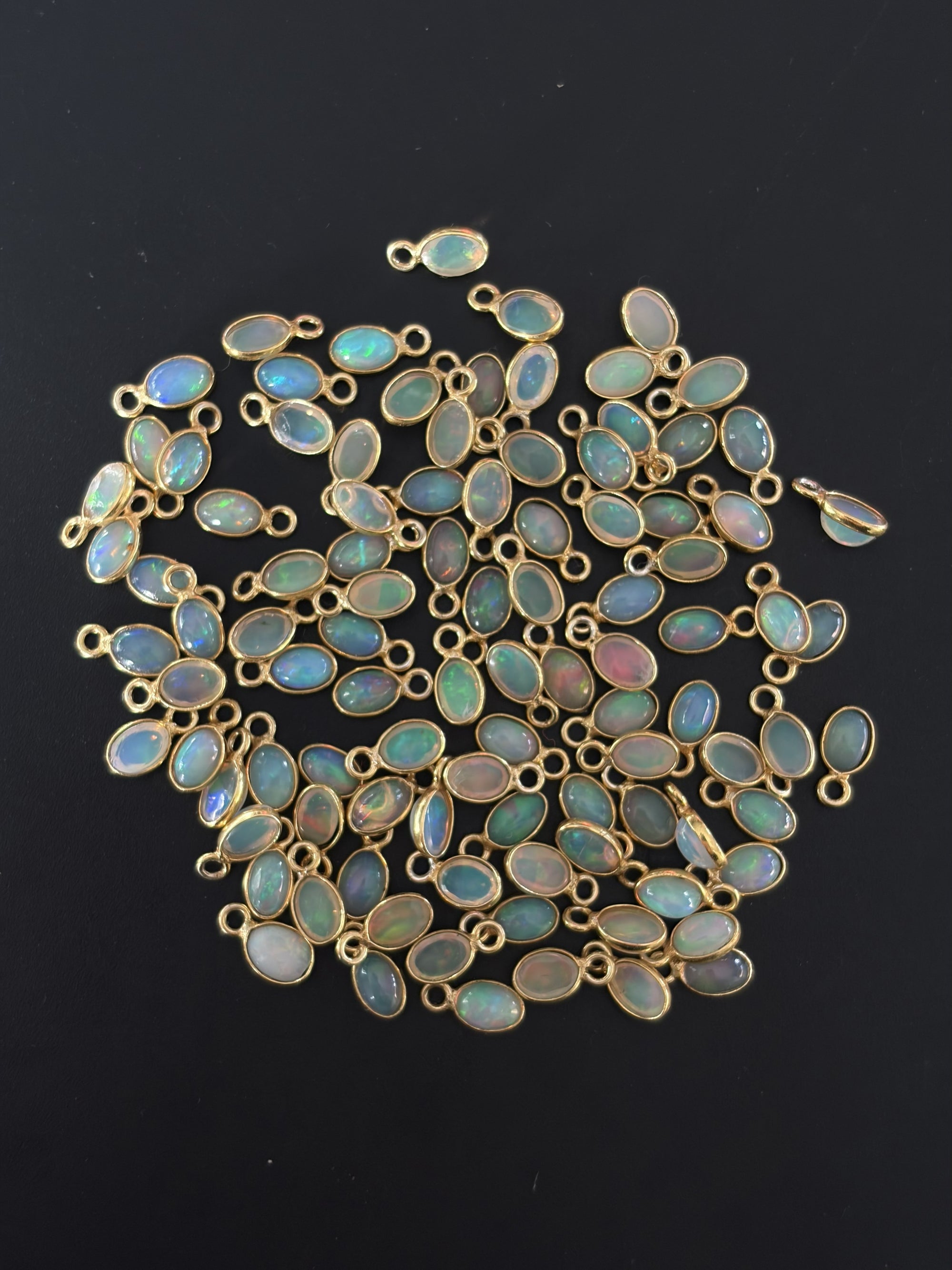 Australian Opal 18K Gold Filled Bezel 6x4 mm, Single Connector