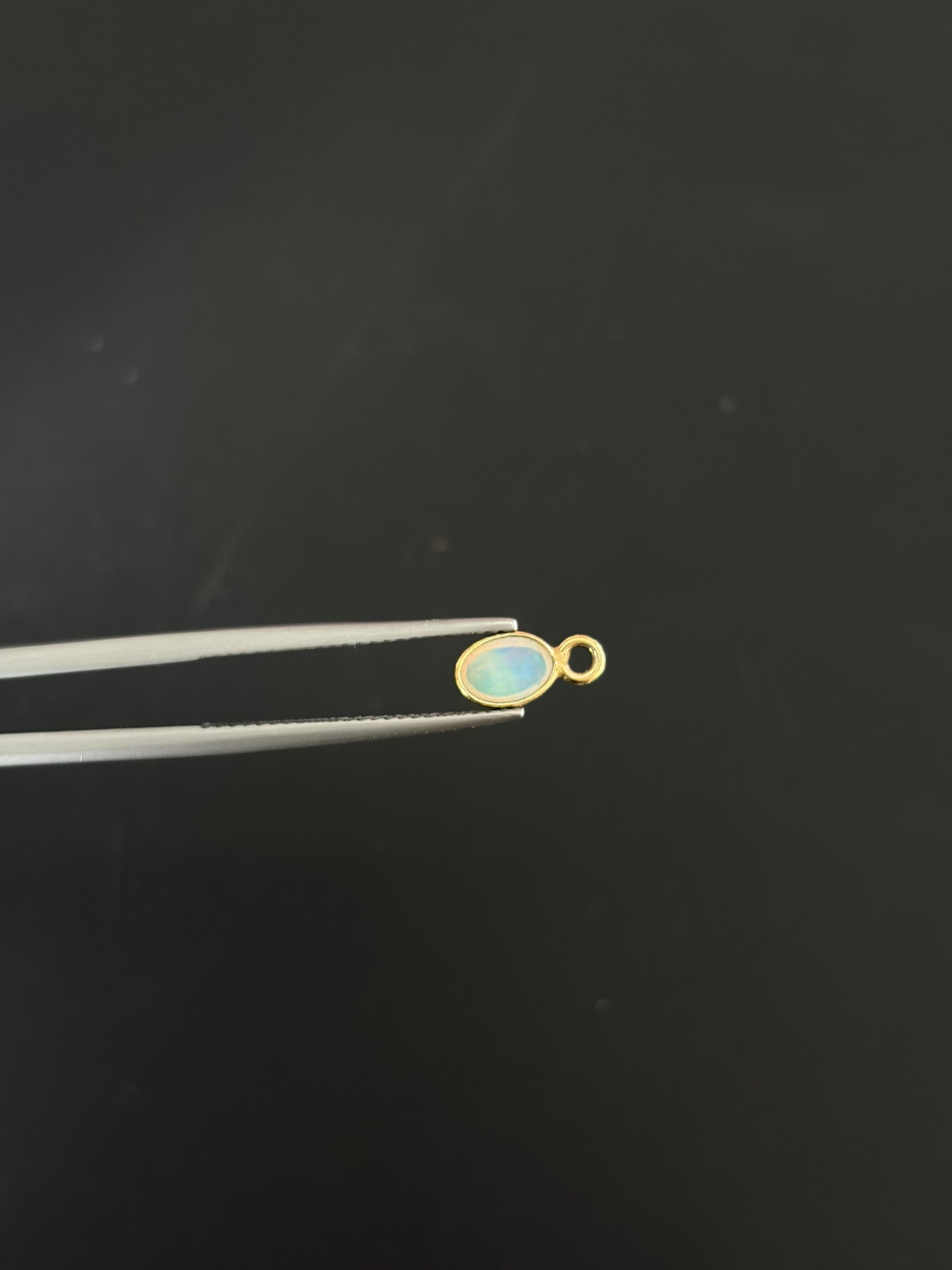 Australian Opal 18K Gold Filled Bezel 6x4 mm, Single Connector