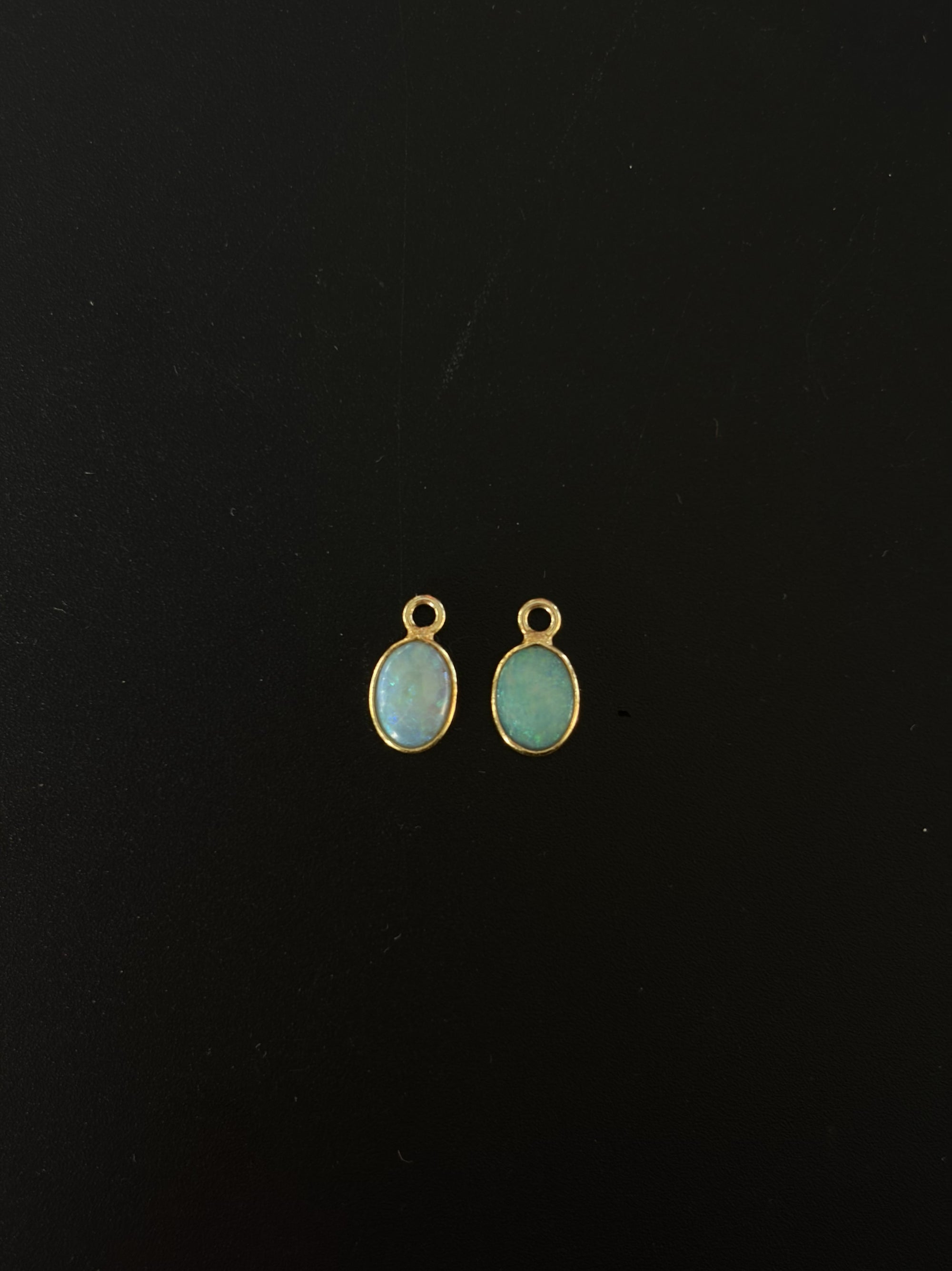 Australian Opal 18K Gold Filled Bezel 8x6 mm, Single Connector, Opal Charm