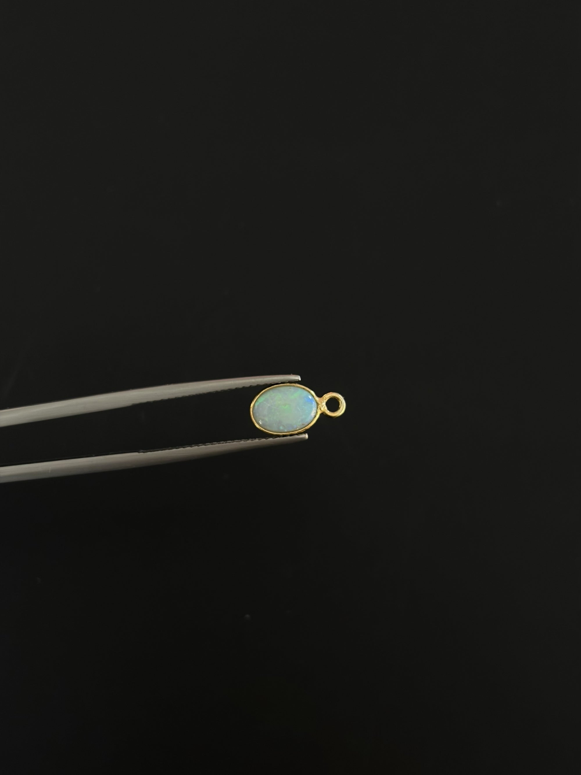 Australian Opal 18K Gold Filled Bezel 8x6 mm, Single Connector, Opal Charm