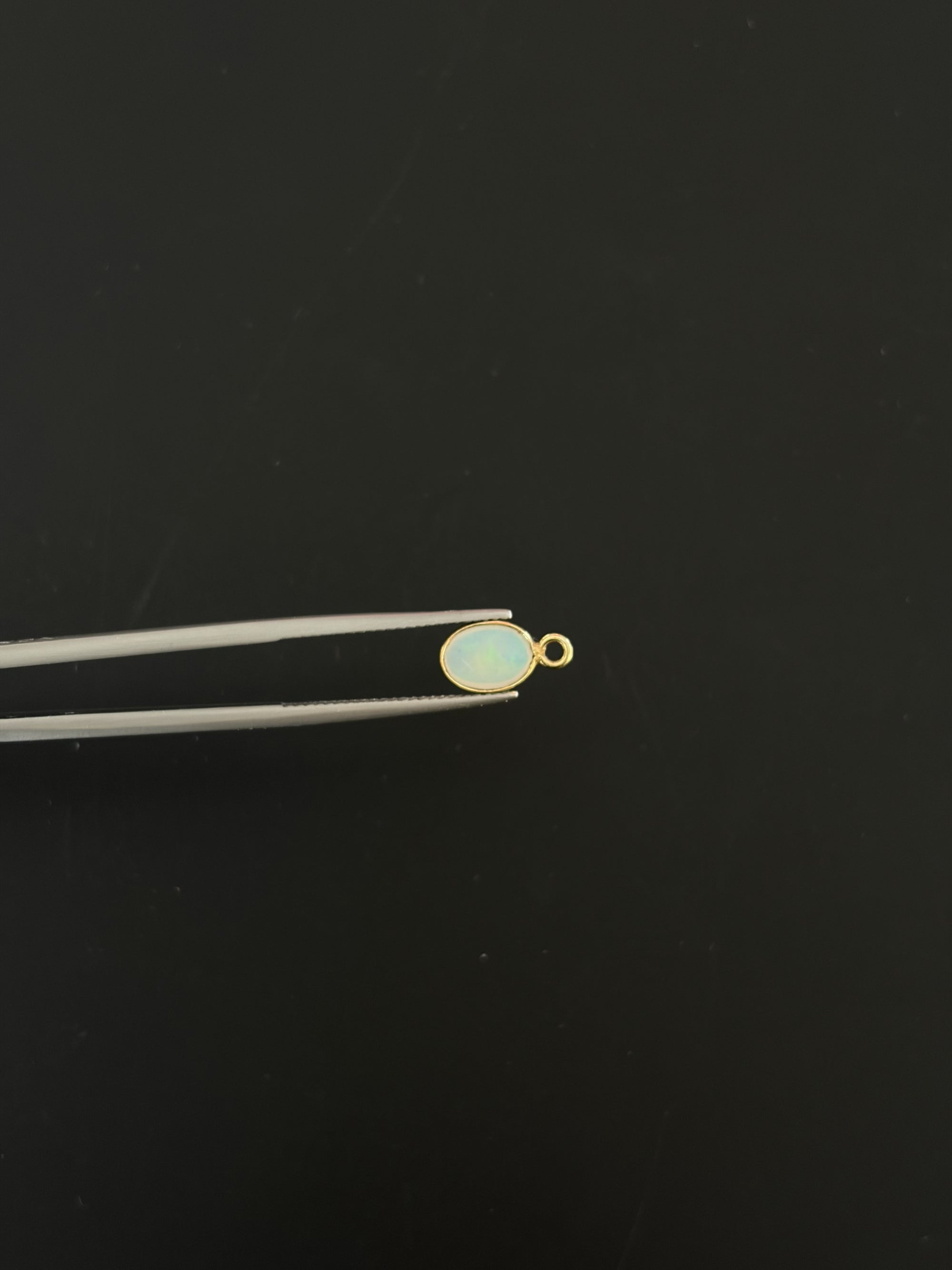 Australian Opal 18K Gold Filled Bezel 8x6 mm, Single Connector, Opal Charm
