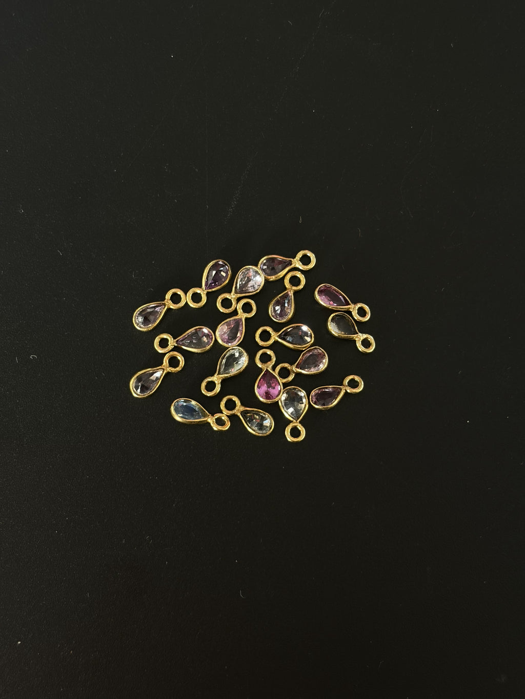 Natural Spinel 18K Gold Filled Bezel 5x4 mm, Single Connector