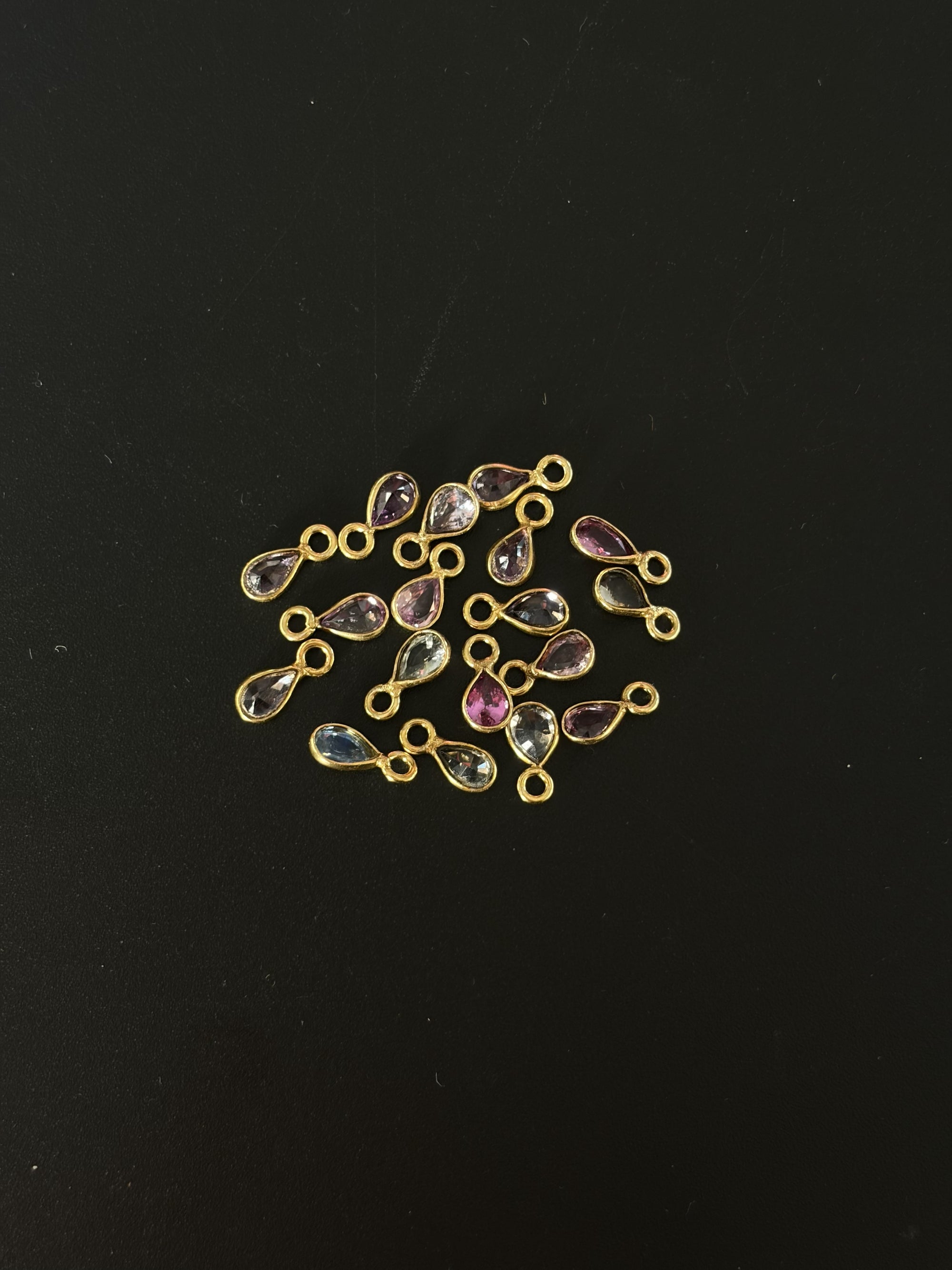 Natural Spinel 18K Gold Filled Bezel 5x4 mm, Single Connector