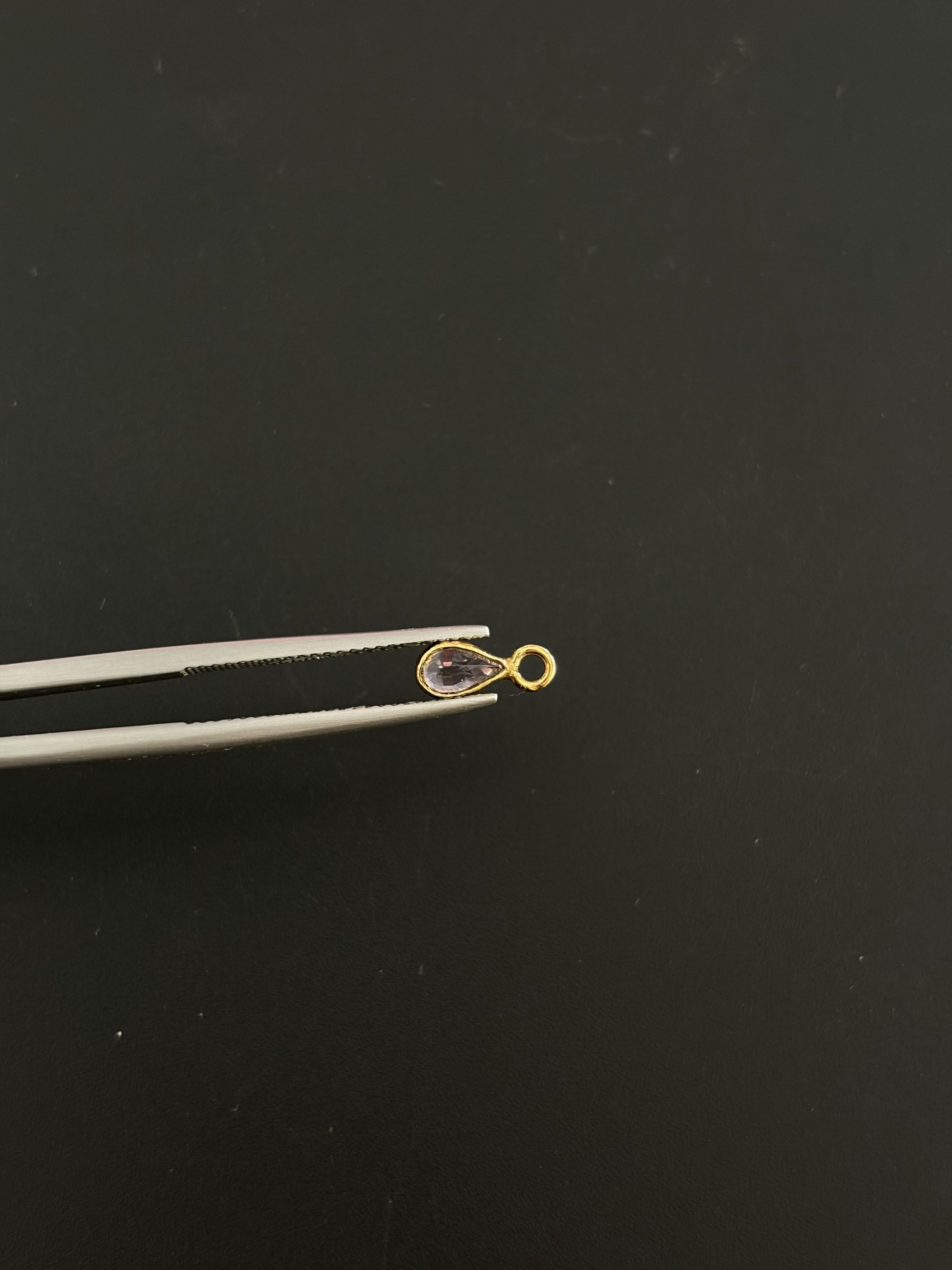 Natural Spinel 18K Gold Filled Bezel 5x4 mm, Single Connector