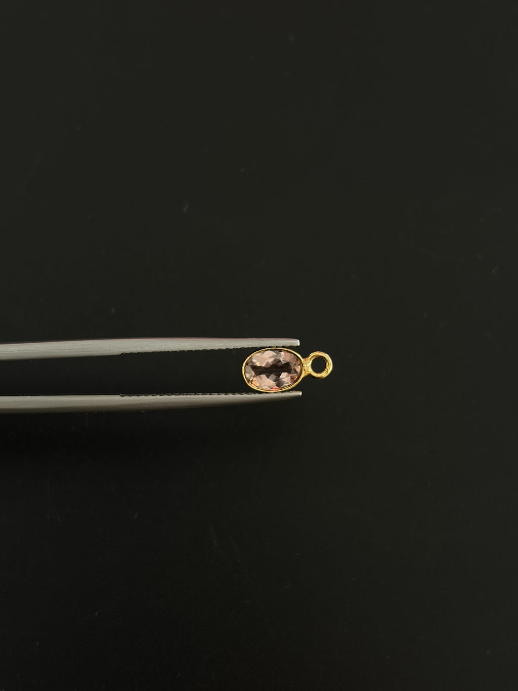 Tourmaline 18K Gold Filled Bezel 7x5 mm, Single Connector