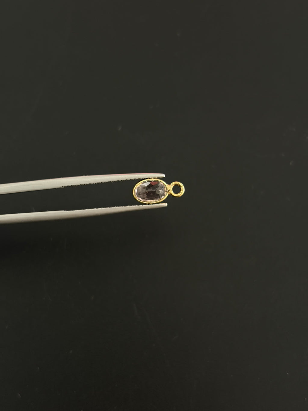 Tourmaline 18K Gold Filled Bezel 7x5 mm, Single Connector