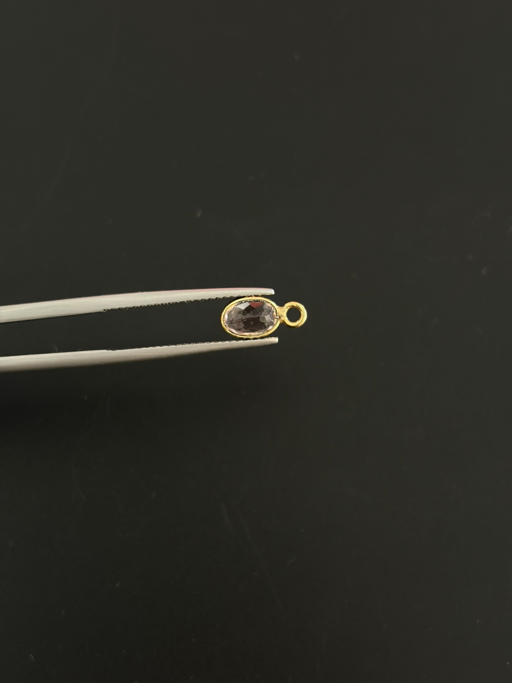 Tourmaline 18K Gold Filled Bezel 7x5 mm, Single Connector