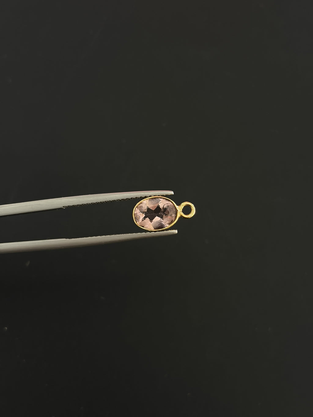 Tourmaline 18K Gold Filled Bezel 8x6 mm, Single Connector