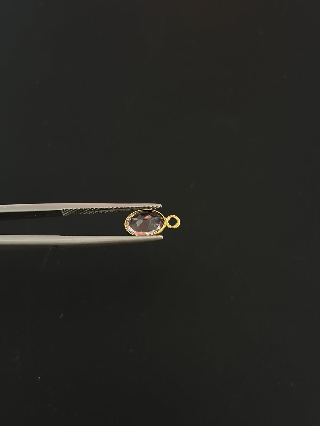 Tourmaline 18K Gold Filled Bezel 8x6 mm, Single Connector