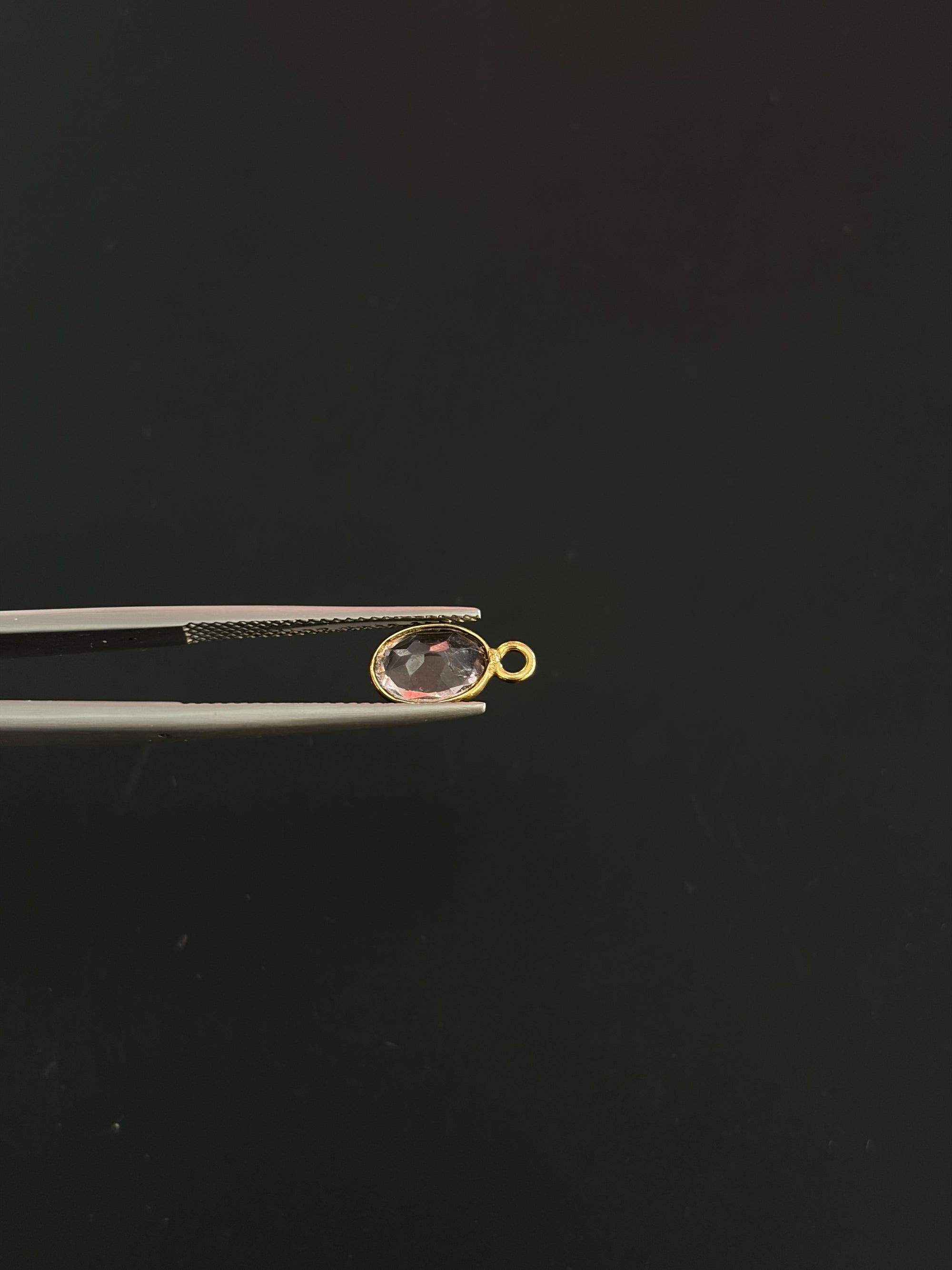 Tourmaline 18K Gold Filled Bezel 8x6 mm, Single Connector