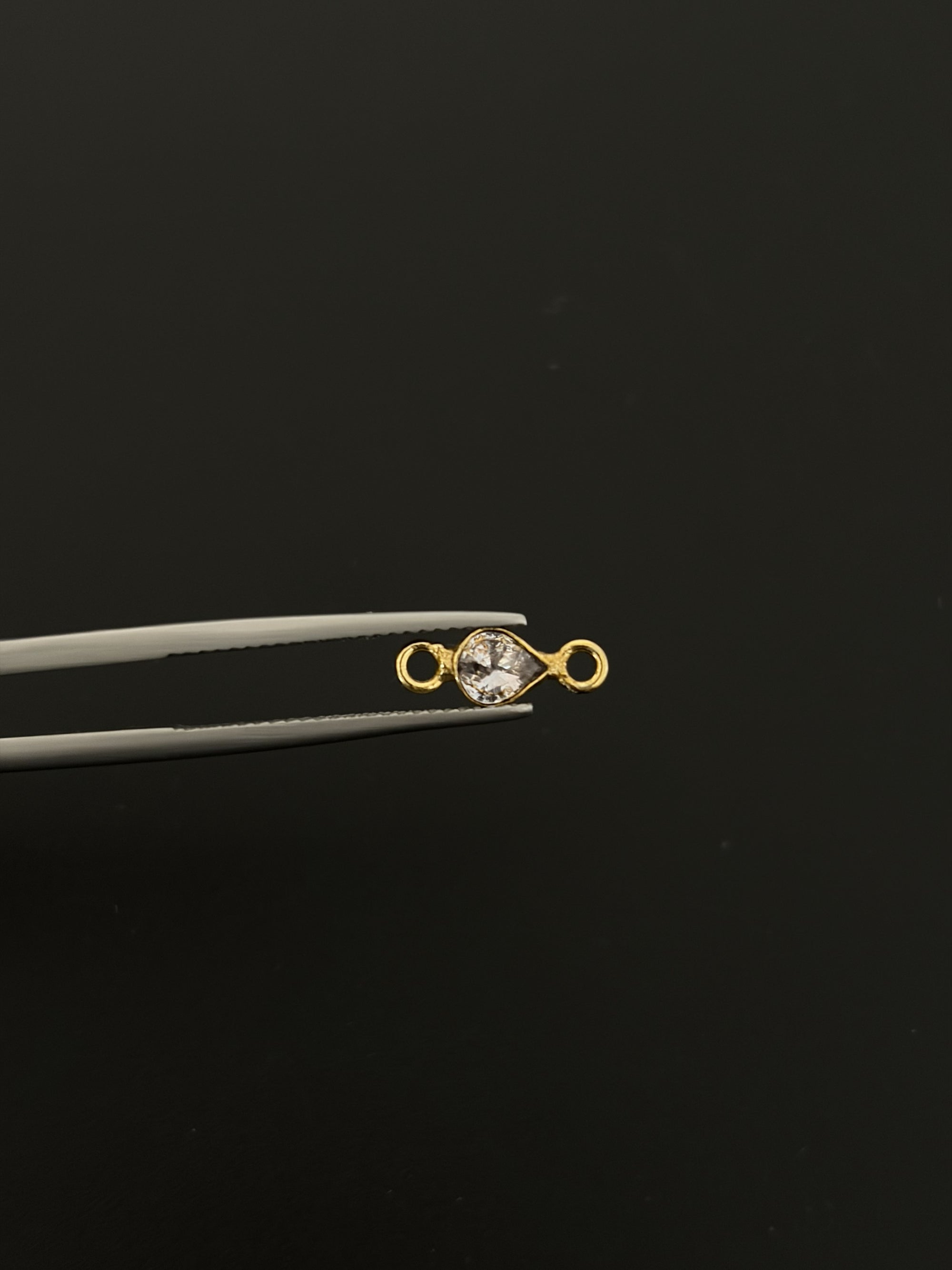 Natural Spinel 18K Gold Filled Bezel 5x4 mm, Double Connector