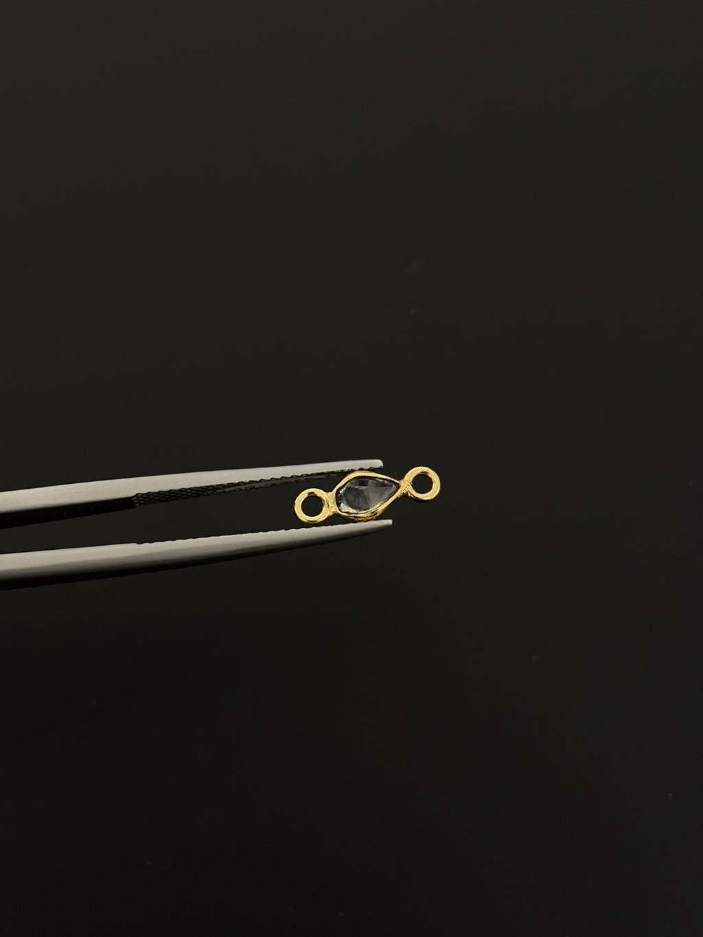 Natural Spinel 18K Gold Filled Bezel 5x4 mm, Double Connector