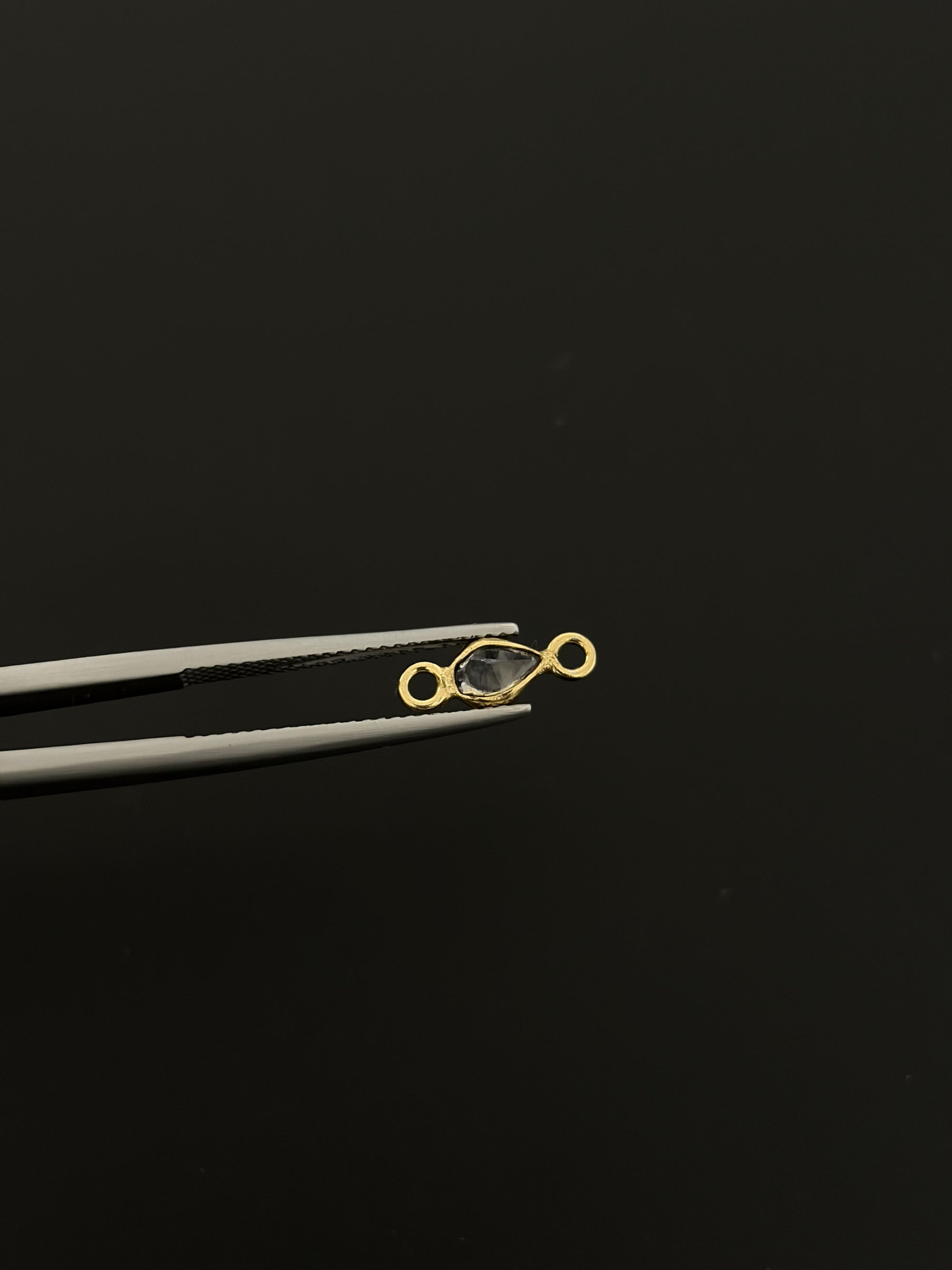 Natural Spinel 18K Gold Filled Bezel 5x4 mm, Double Connector