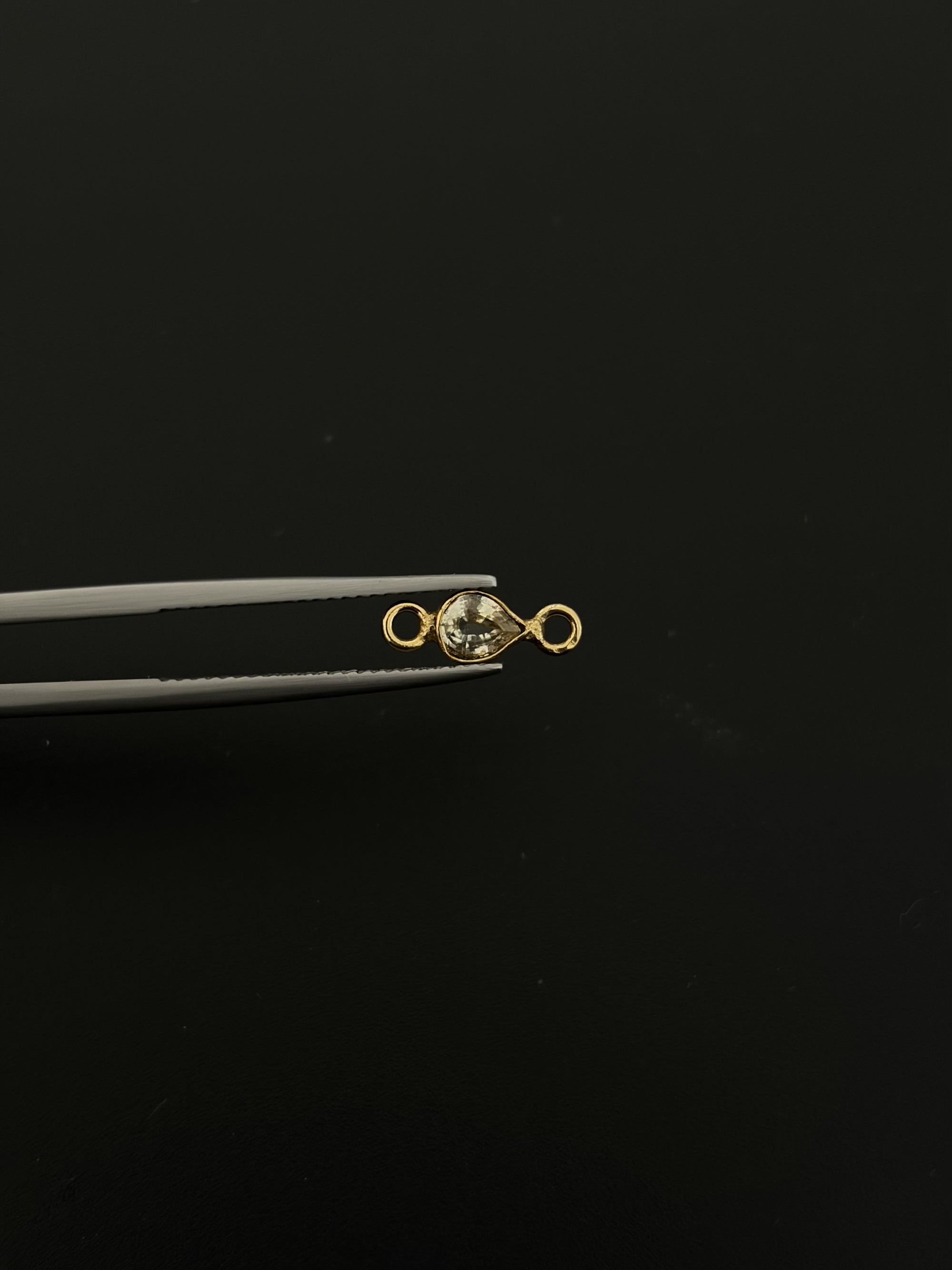 Natural Spinel 18K Gold Filled Bezel 5x4 mm, Double Connector