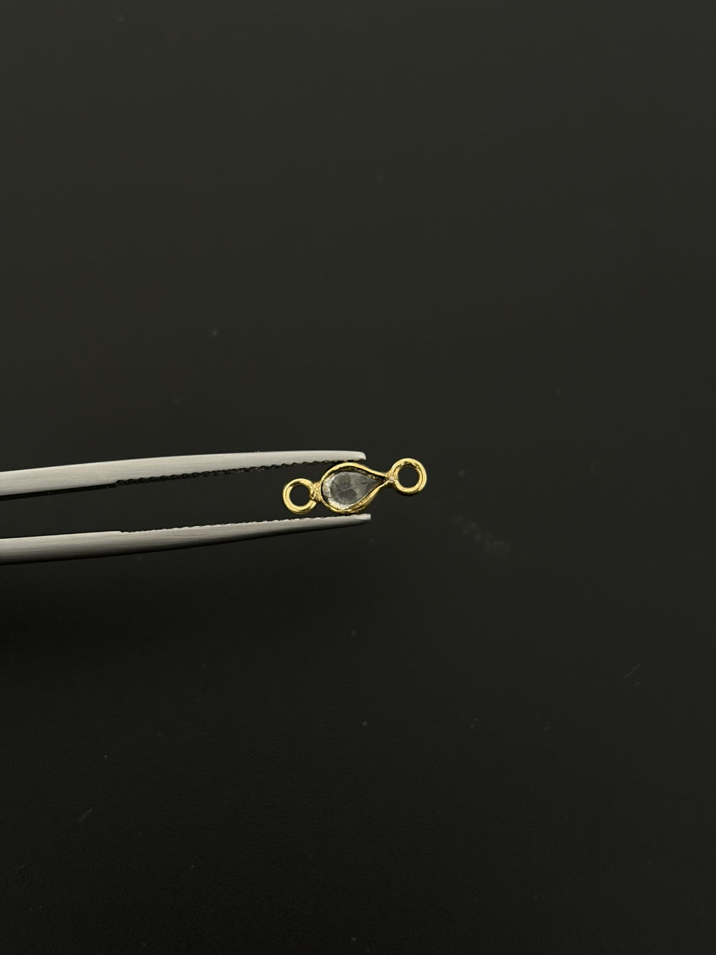 Natural Spinel 18K Gold Filled Bezel 5x4 mm, Double Connector
