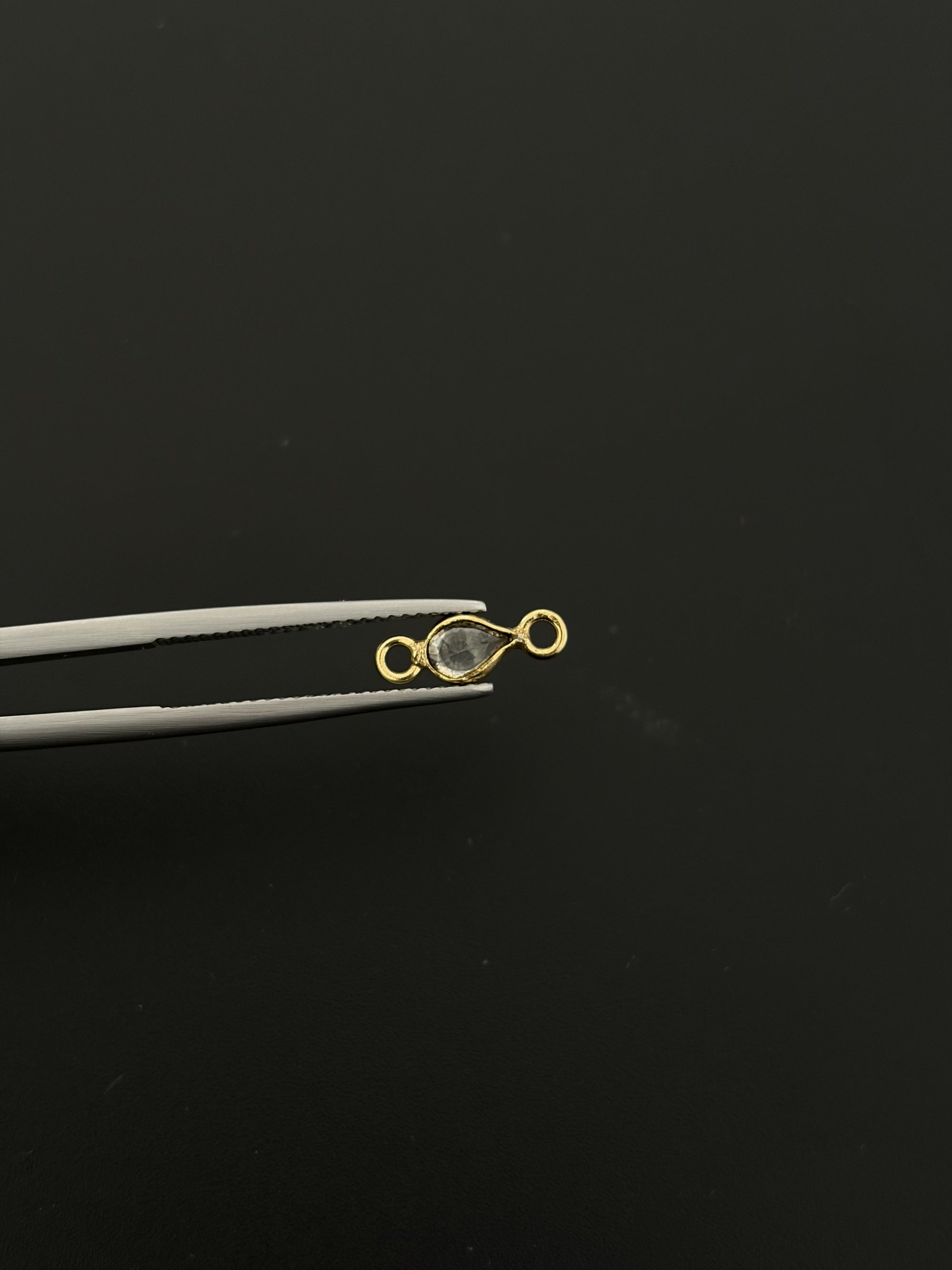 Natural Spinel 18K Gold Filled Bezel 5x4 mm, Double Connector