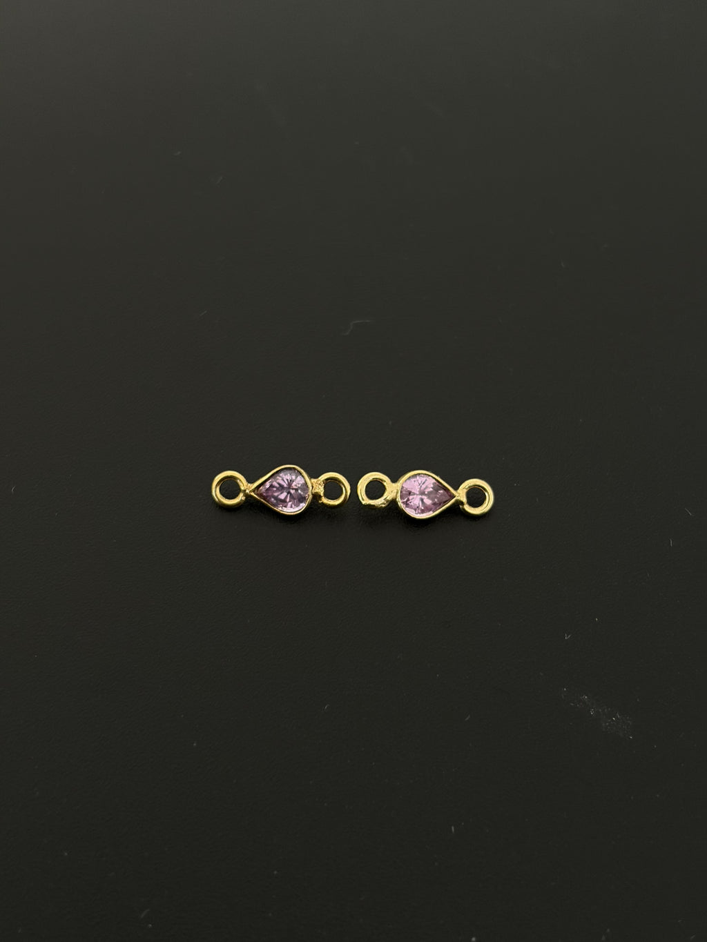 Natural Spinel 18K Gold Filled Bezel 5x4 mm, Double Connector