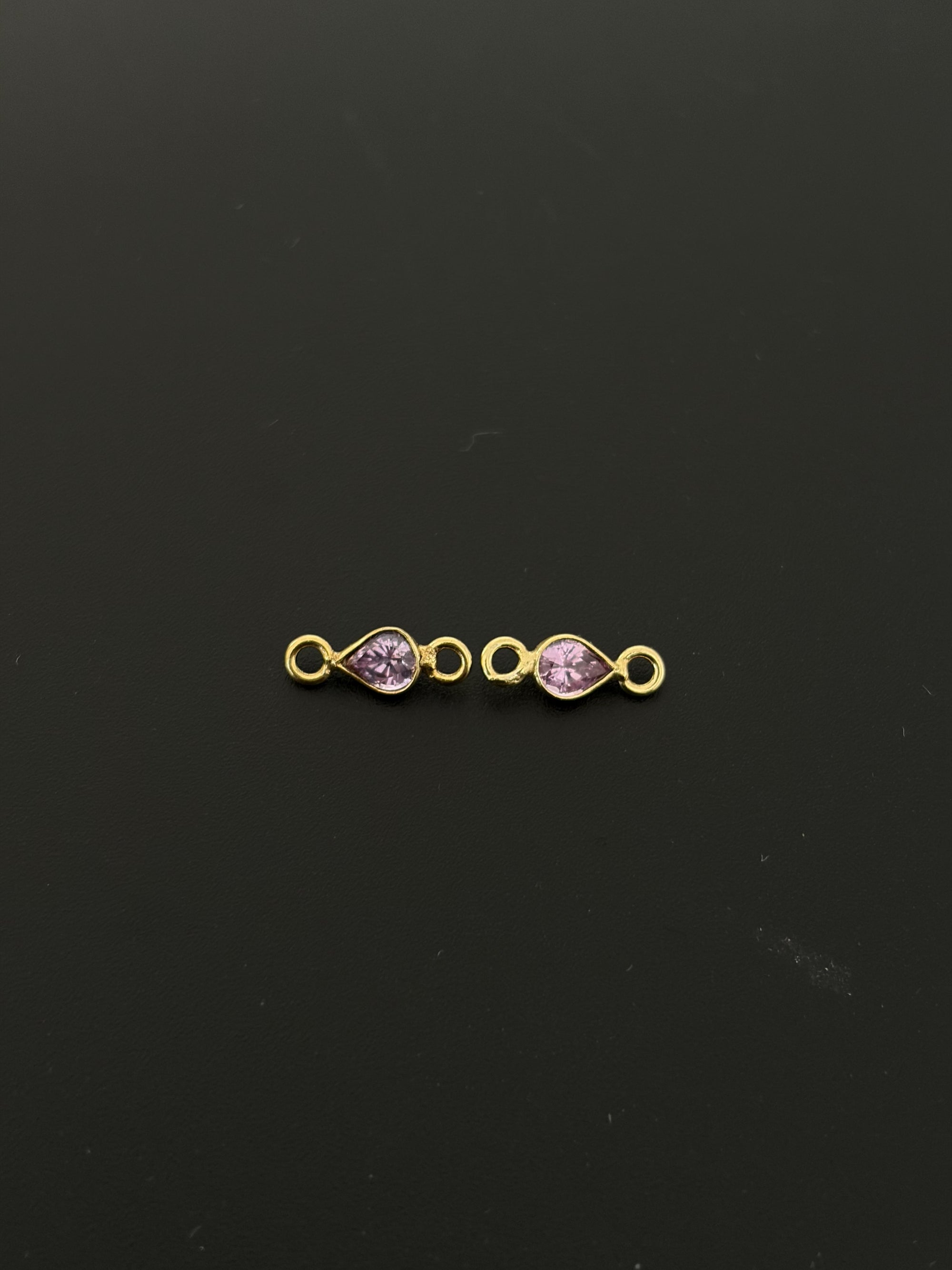 Natural Spinel 18K Gold Filled Bezel 5x4 mm, Double Connector