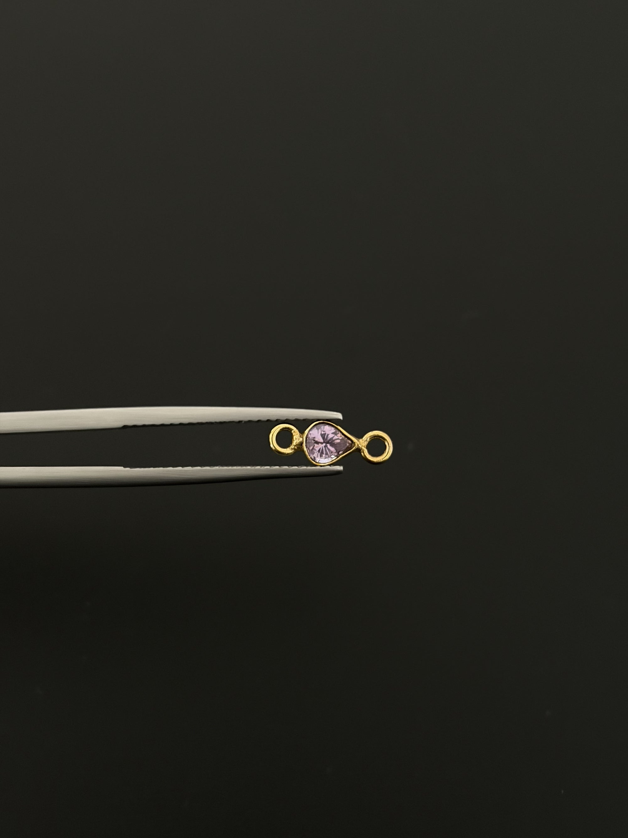 Natural Spinel 18K Gold Filled Bezel 5x4 mm, Double Connector