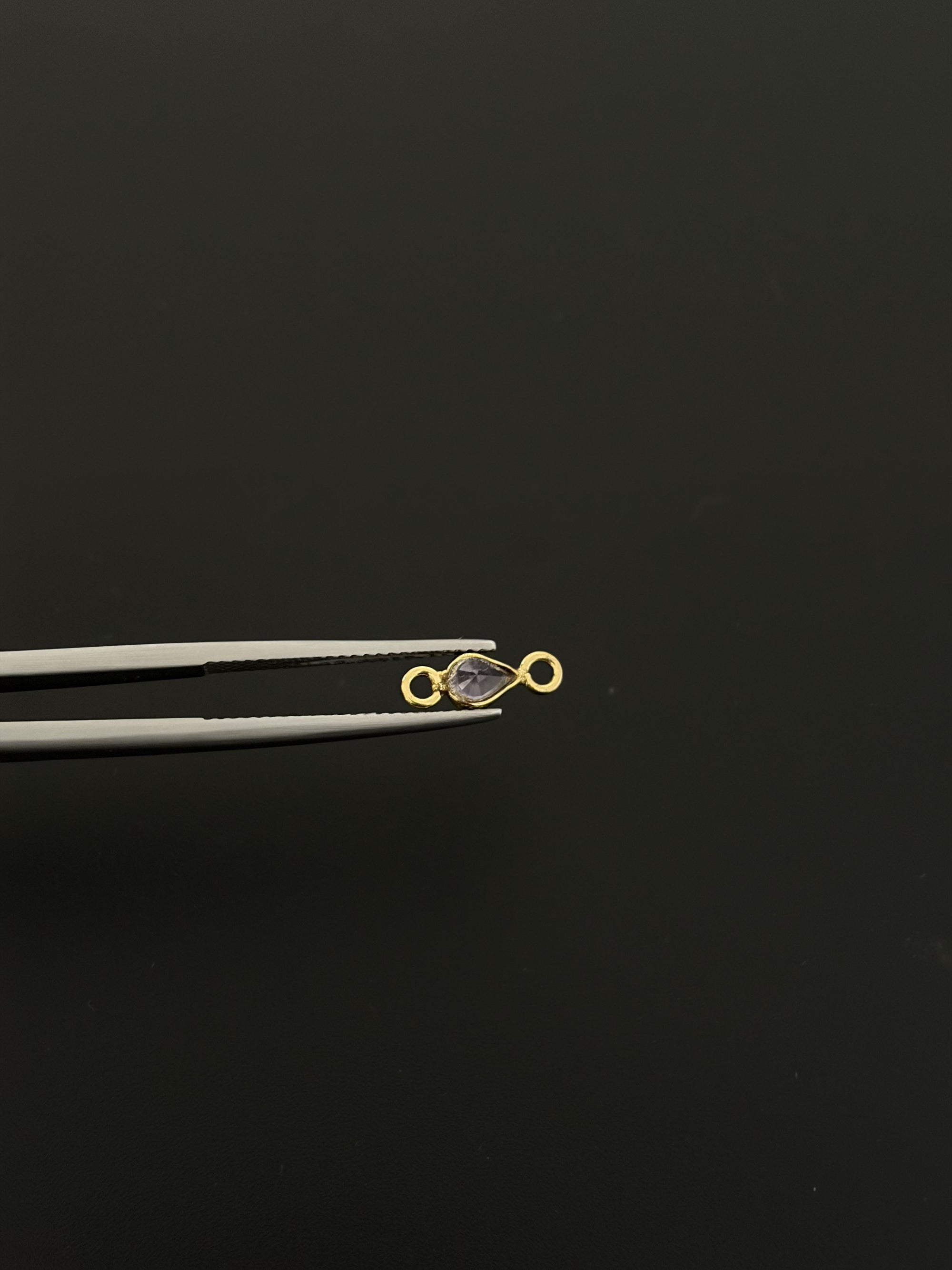 Natural Spinel 18K Gold Filled Bezel 5x4 mm, Double Connector