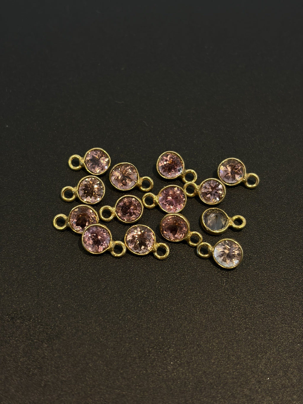 Tourmaline 18K Gold Filled Bezel 5 mm, Single Connector