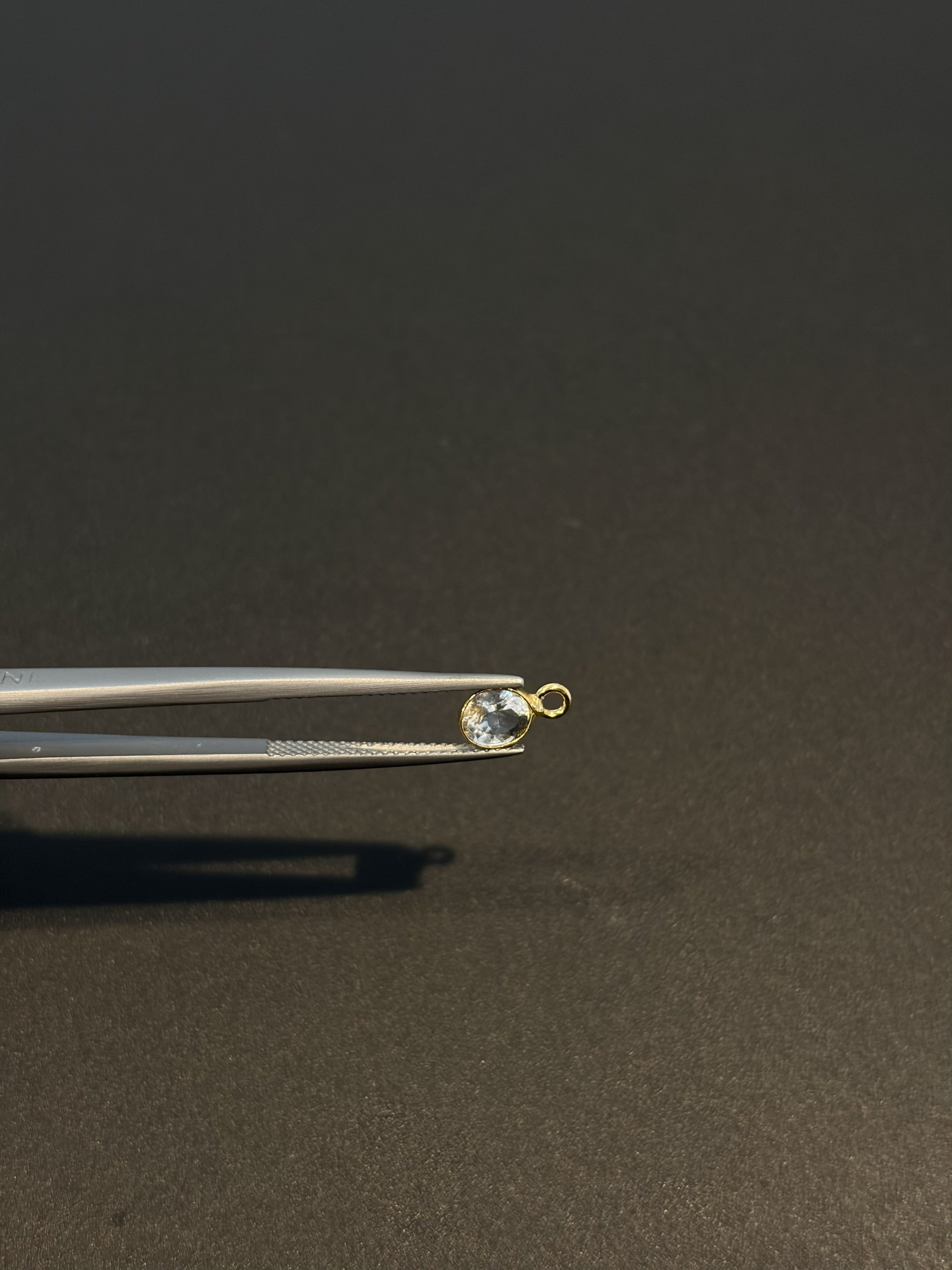 Tourmaline 18K Gold Filled Bezel 6x4 mm, Single Connector