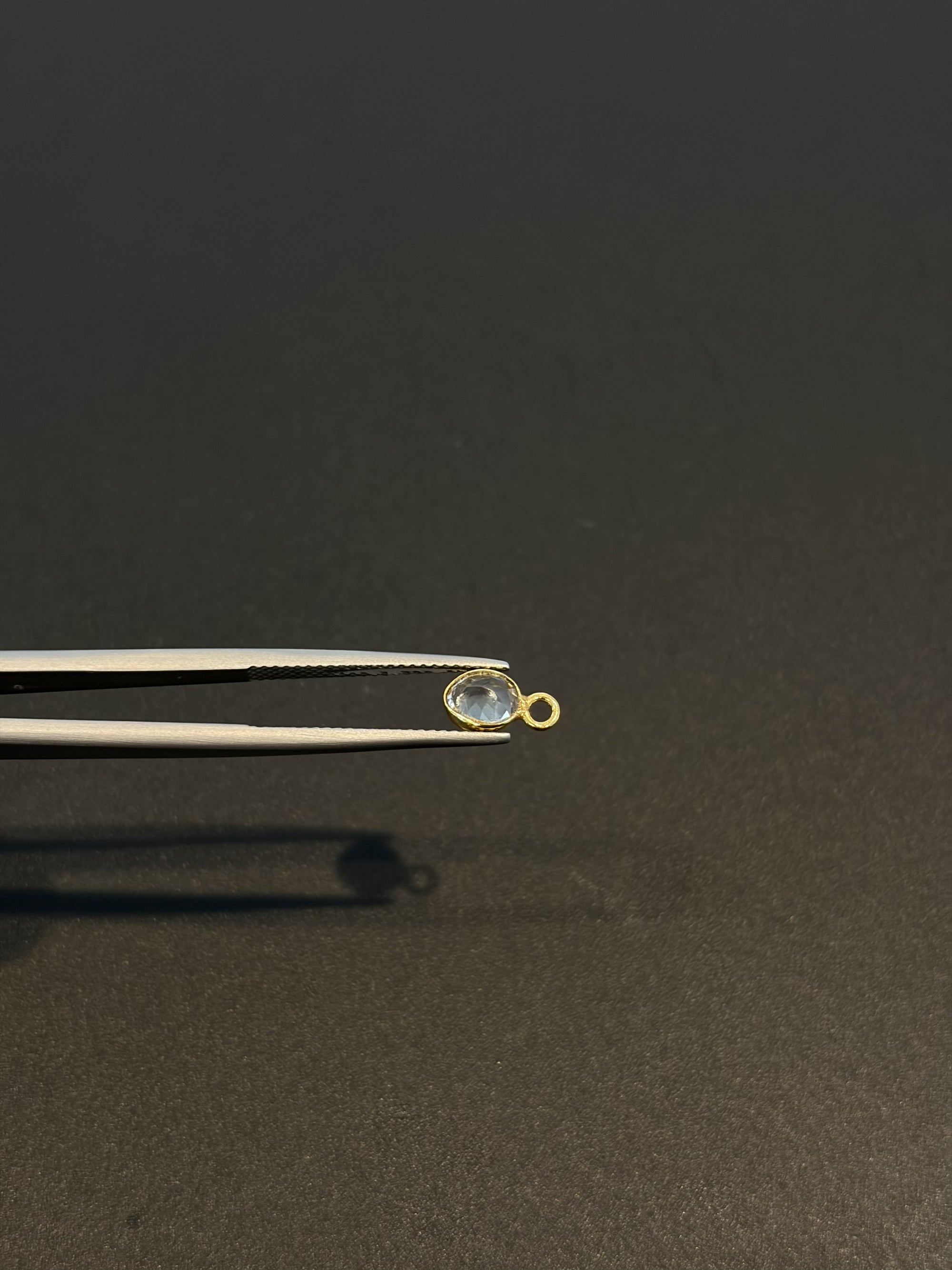 Tourmaline 18K Gold Filled Bezel 6x4 mm, Single Connector