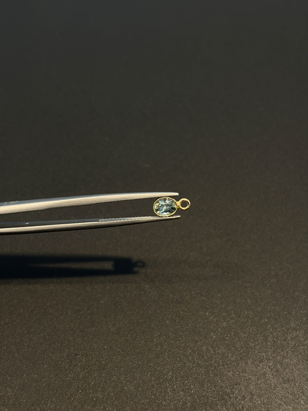 Tourmaline 18K Gold Filled Bezel 6x4 mm, Single Connector