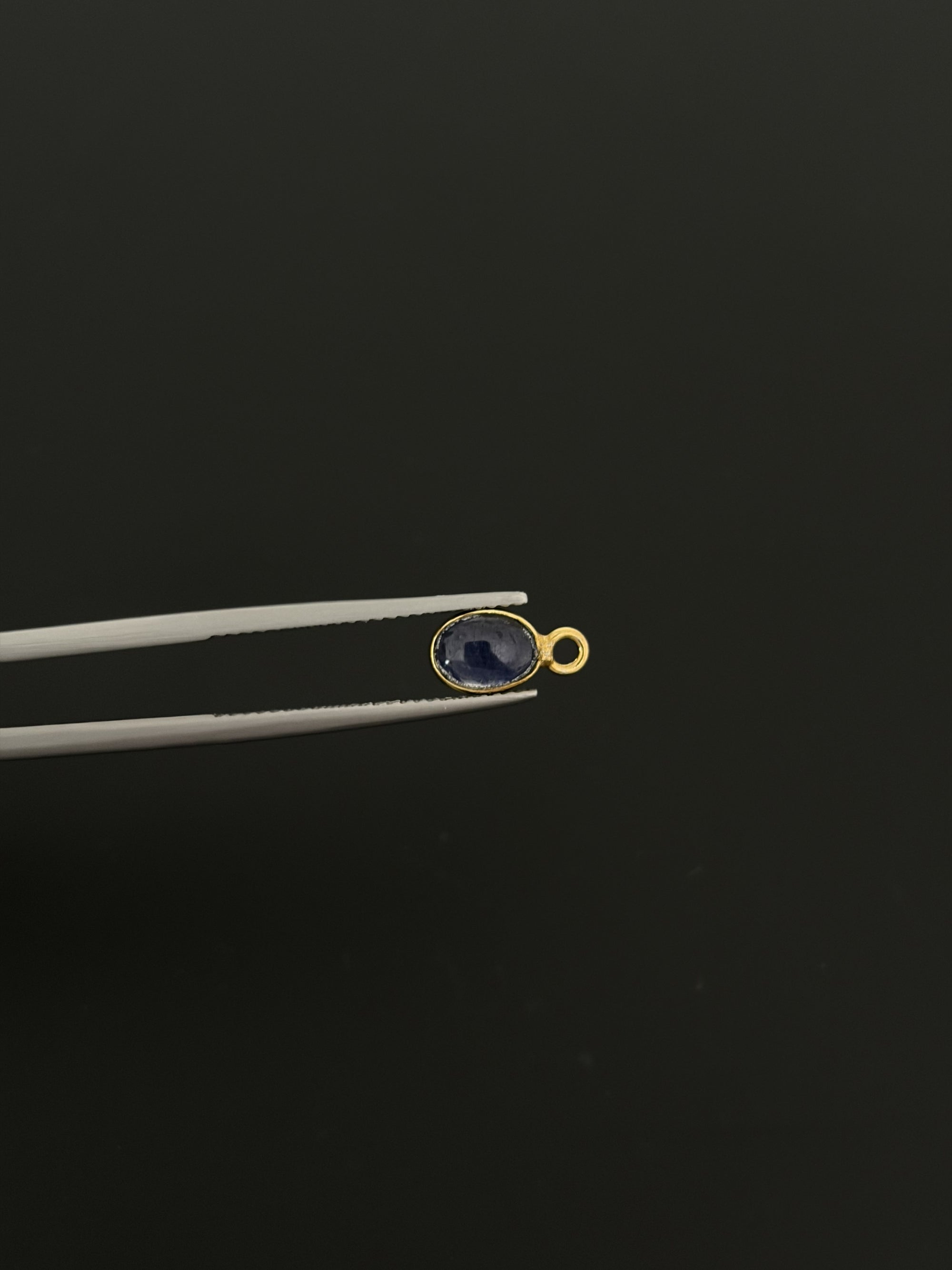 Lapis 18K Gold Filled Bezel 7x5 mm, Single Connector