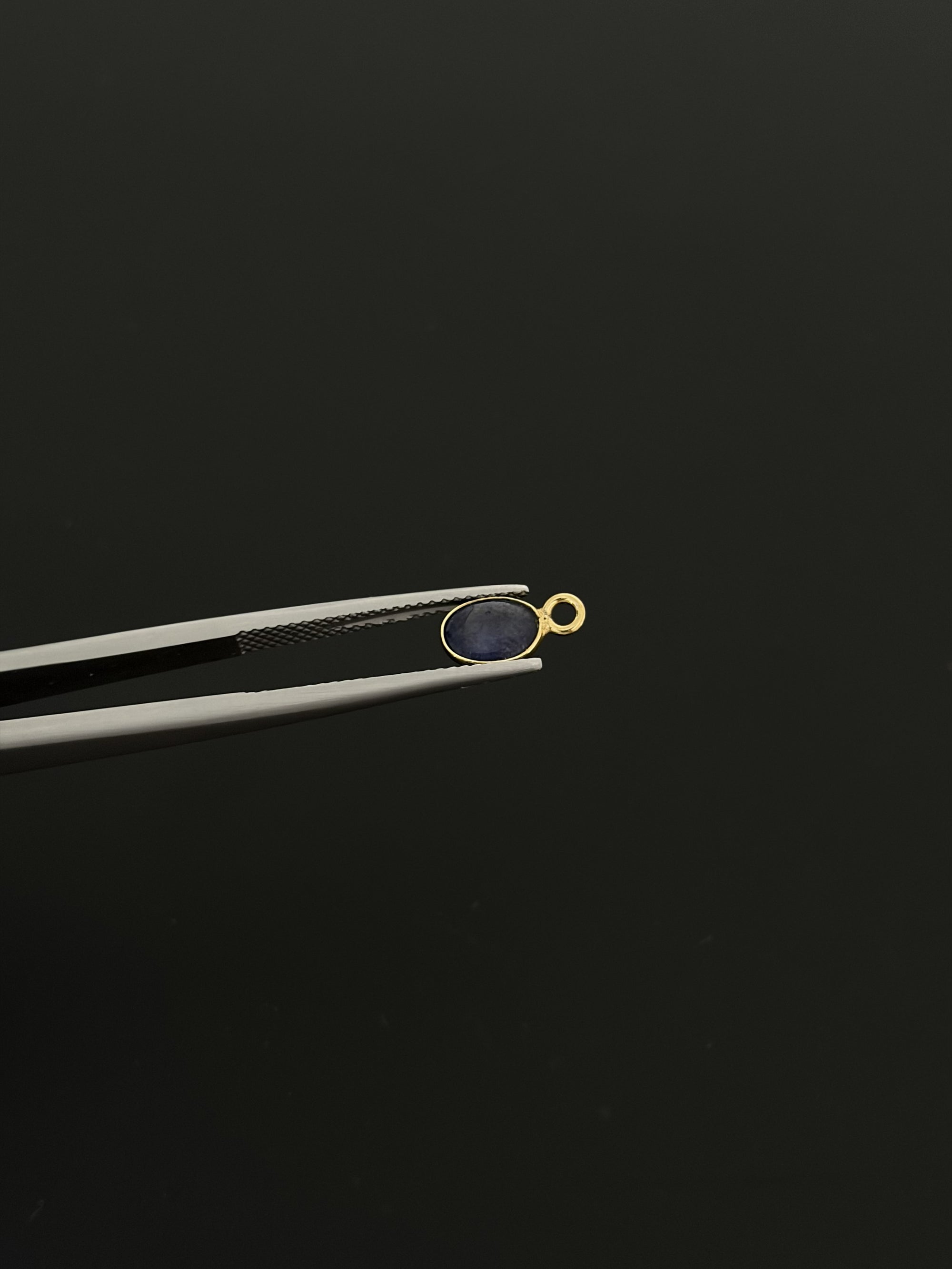 Lapis 18K Gold Filled Bezel 7x5 mm, Single Connector