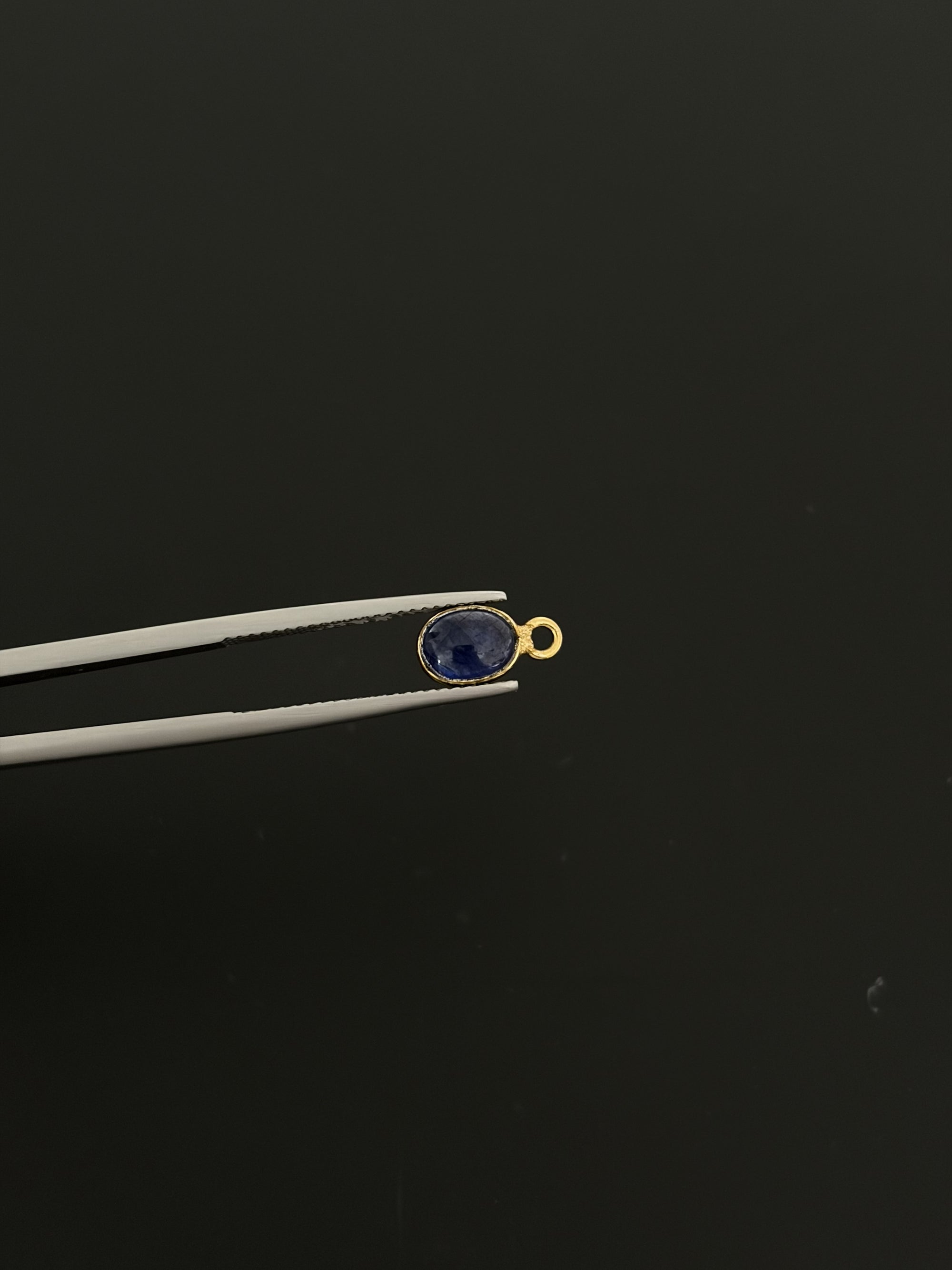 Lapis 18K Gold Filled Bezel 7x6 mm, Single Connector