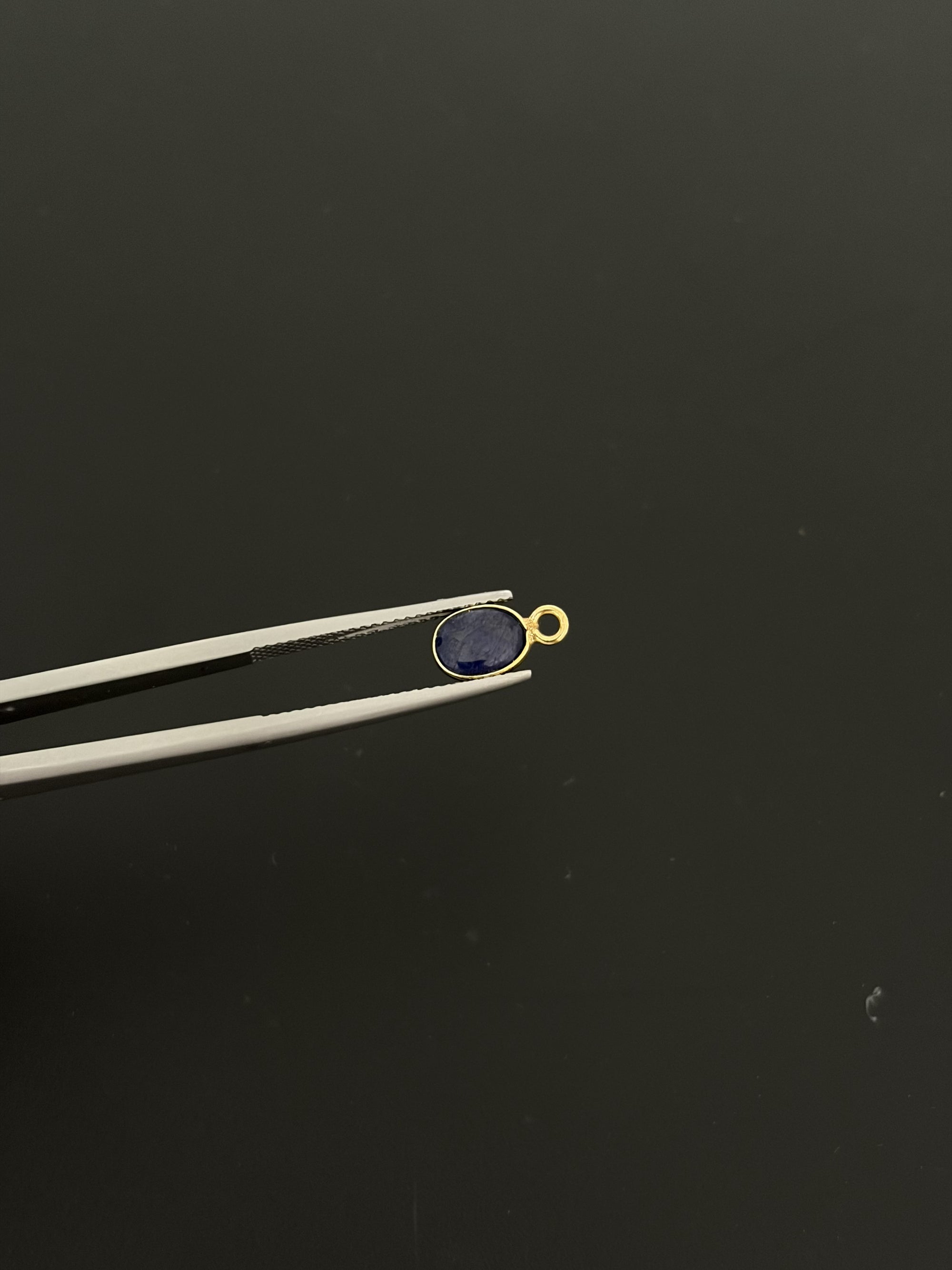 Lapis 18K Gold Filled Bezel 7x6 mm, Single Connector