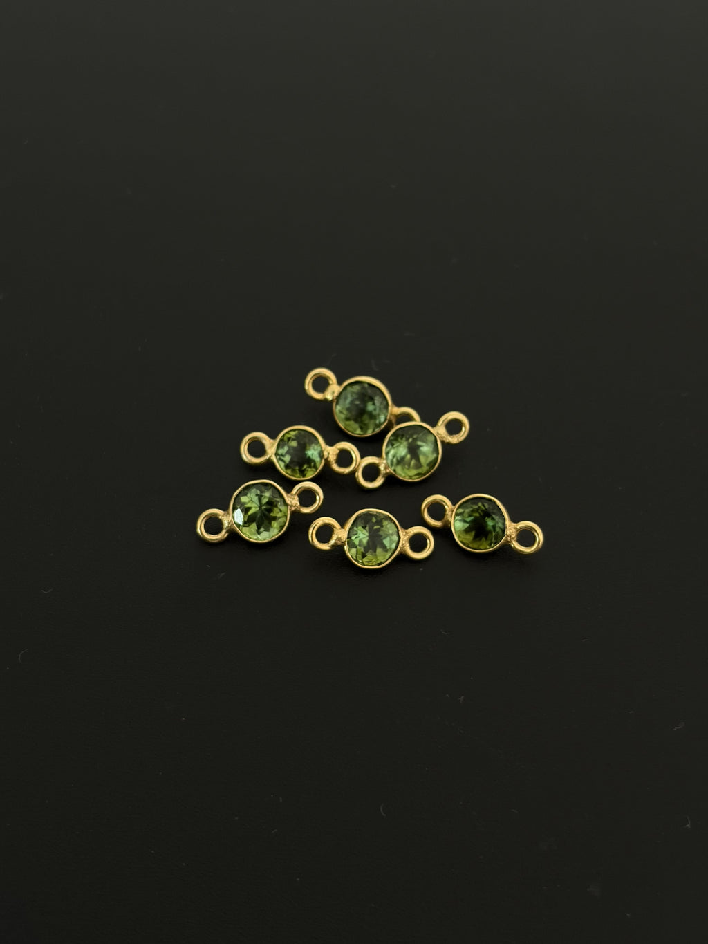 Tourmaline 18K Gold Filled Bezel 5 mm, Double Connector