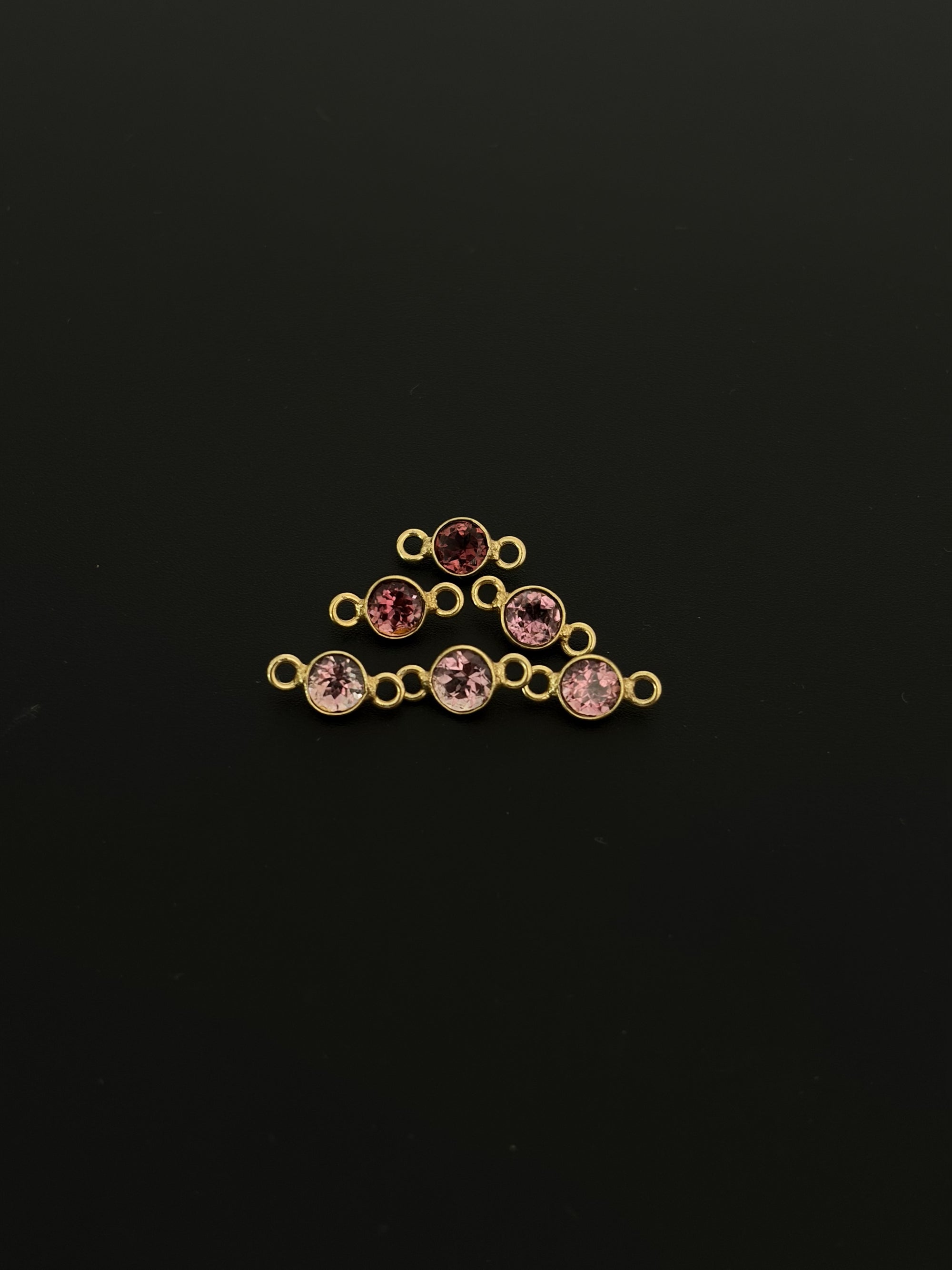 Tourmaline 18K Gold Filled Bezel 5 mm, Double Connector