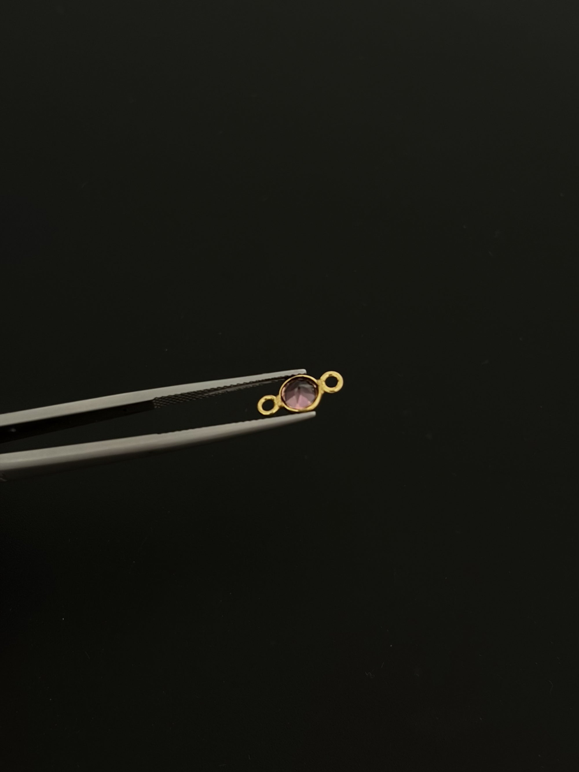 Tourmaline 18K Gold Filled Bezel 5 mm, Double Connector