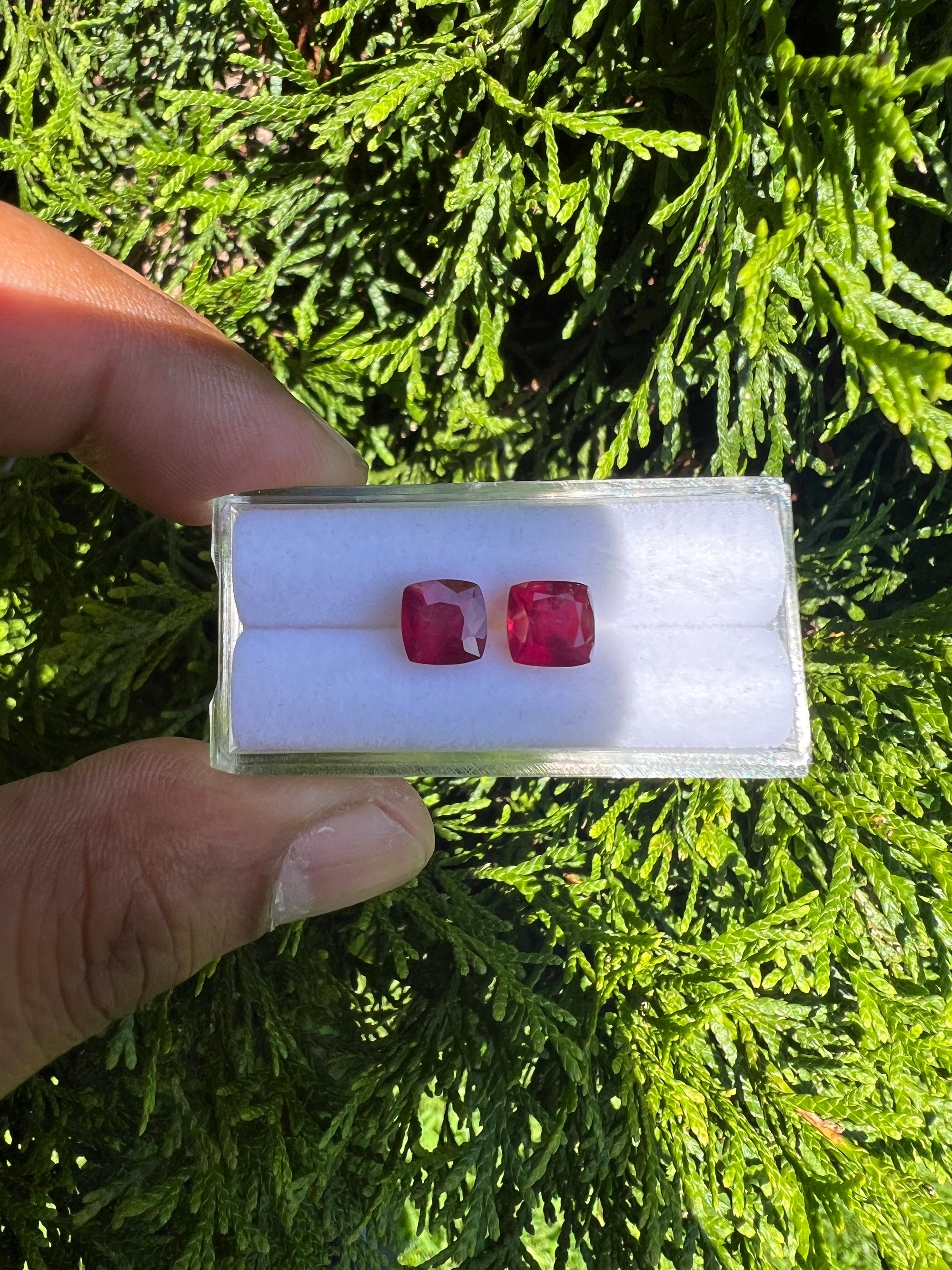 Ruby Faceted  Cushion Square 7x7mm Approximately 4.40 Carat, 2 Pieces  (GTG-R-10)