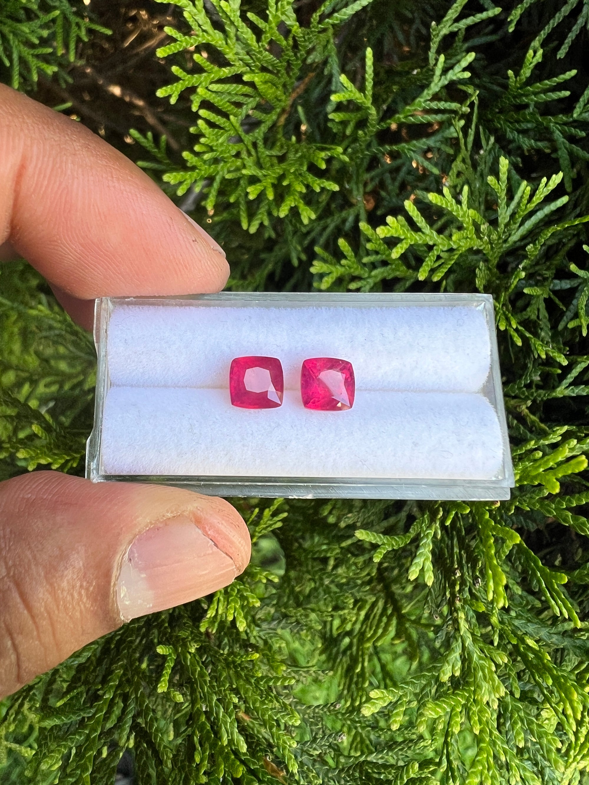 Ruby Faceted  Cushion Square 6.3x 6.3mm Approximately 3 Carat, 2 Pieces  (GTG-R-8)