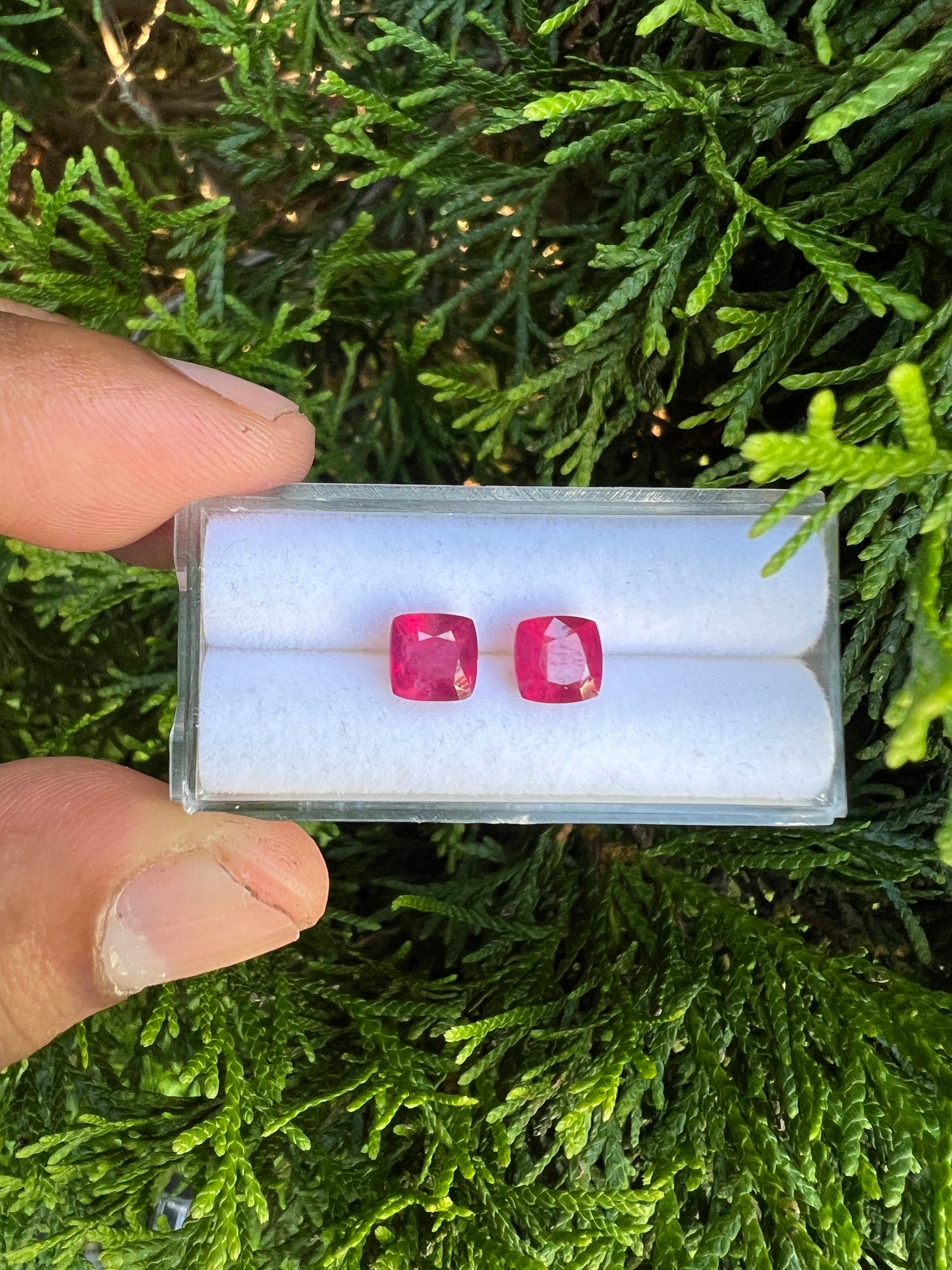 Ruby Faceted  Cushion Square 6.3x6.3mm Approximately 3.34 Carat, 2 Pieces  (GTG-R-9)