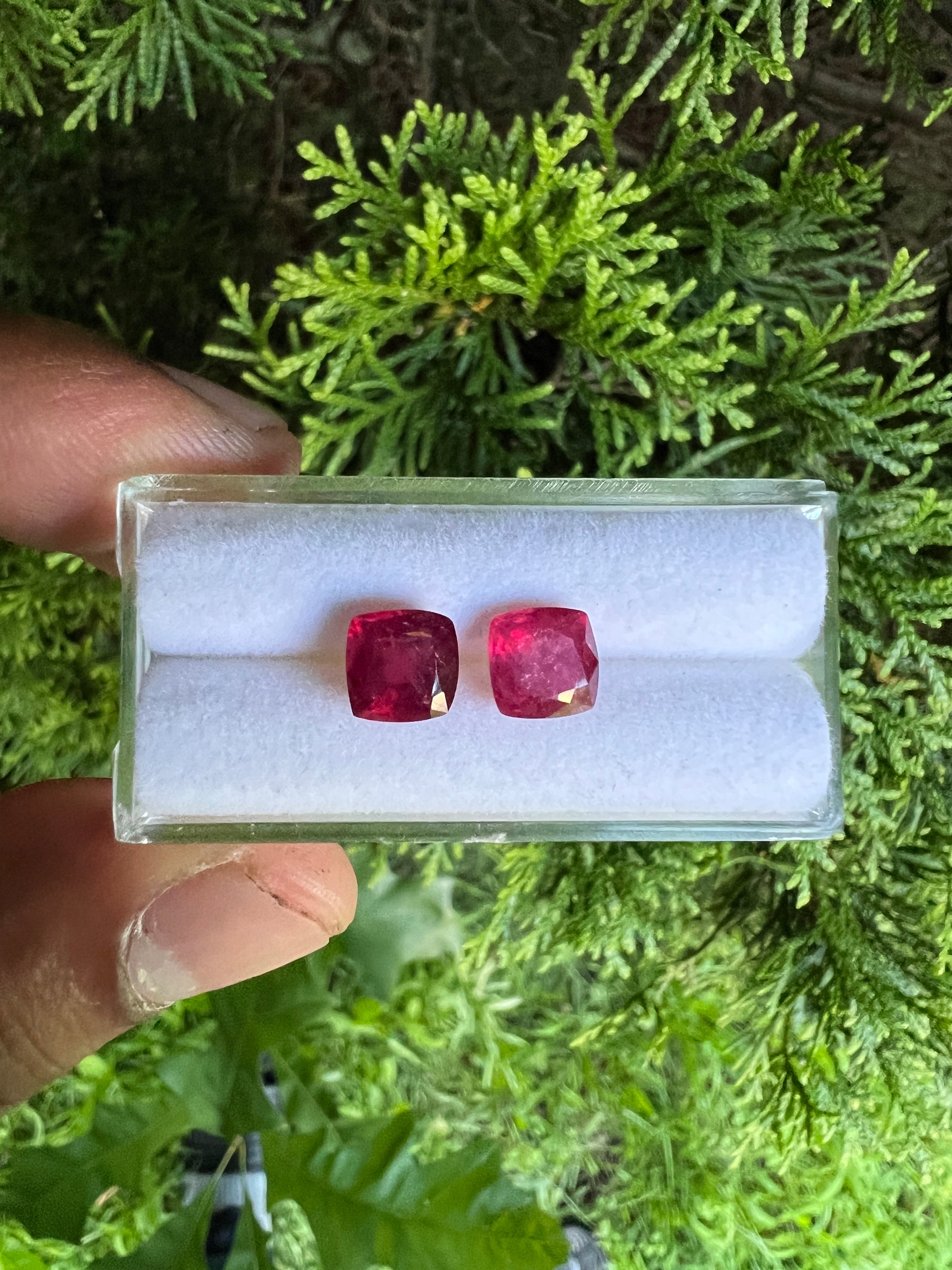 Ruby Faceted  Cushion Square 7x 7 mm Approximately  4.51 Carat, 2 Pieces  (GTG-R-7)