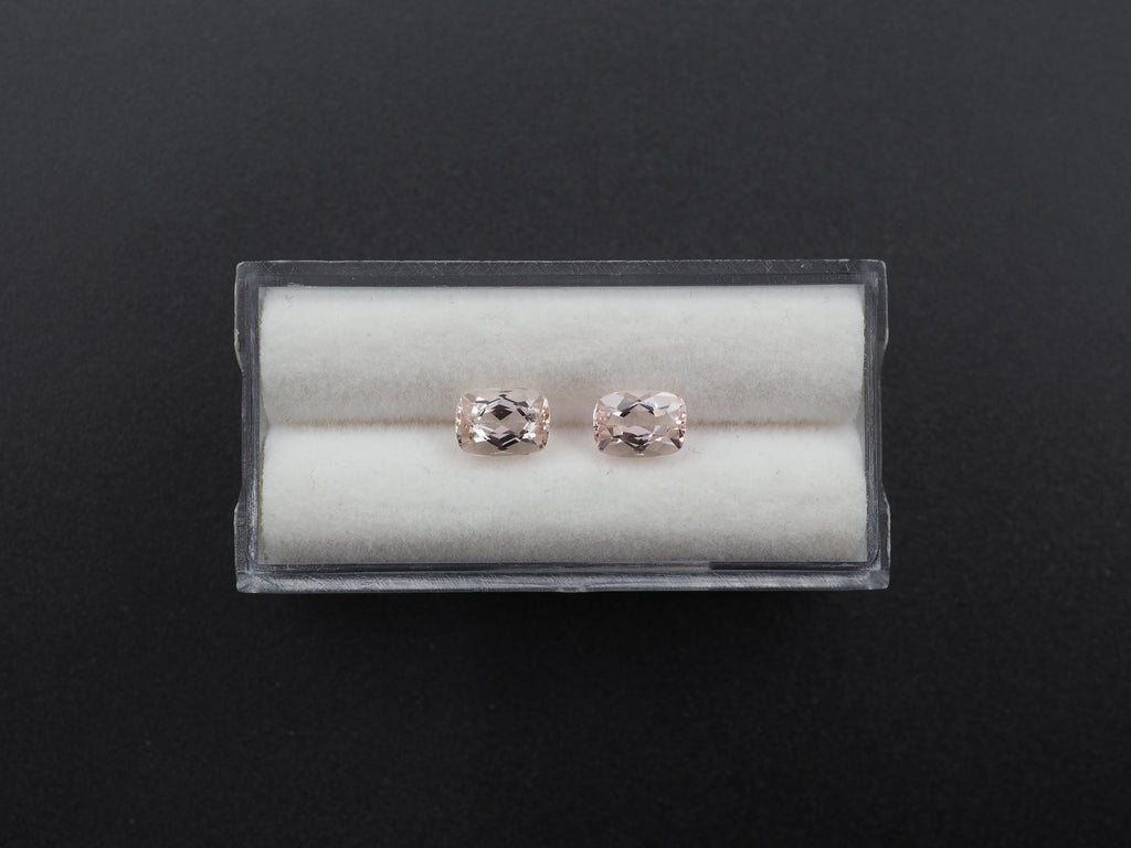 Morganite Faceted Rectangle Shape 7 x 5 x 4 mm Matching Pair Approximately 1.88 Carat
