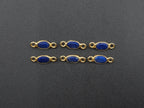 Lapis 18K Gold Filled Bezel 6x4mm, Double Connector, Lapis Charm