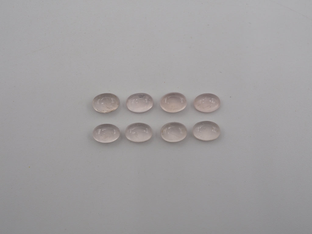 Rose Quartz Cabochon Oval 7x5mm Approximately 7 Carat, 8 Pieces (GTG-RQ-11)