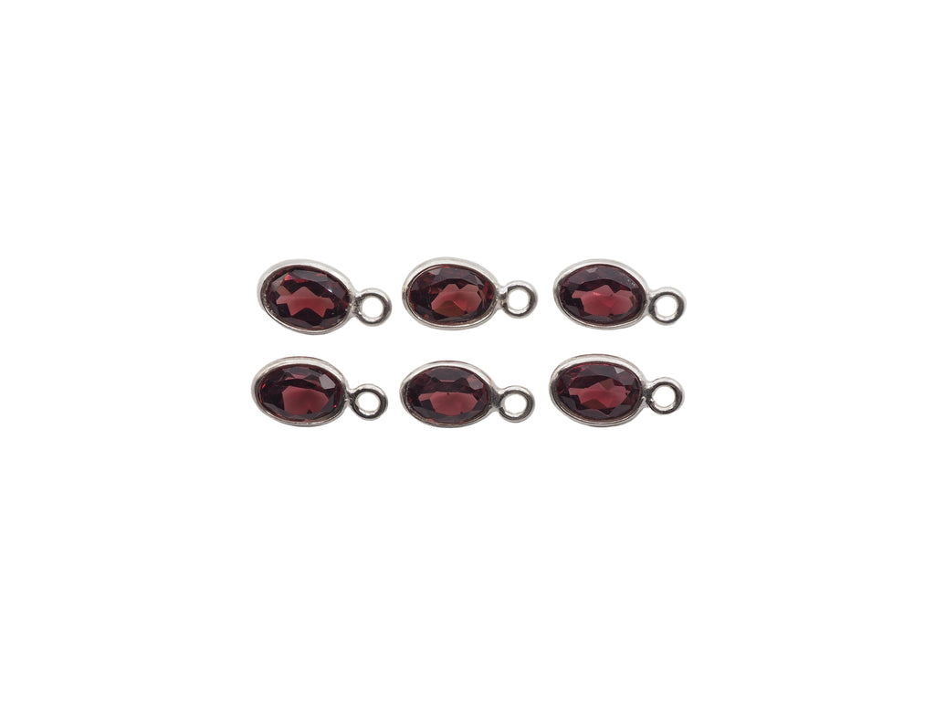 Garnet Bezel 7x5 mm , Single  Connector, Garnet Bezel, Garnet Charm, 925 Sterling Silver(GTG-SBG-13)