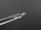 Lapis 18K Gold Filled Bezel 6x4mm, Double Connector, Lapis Charm